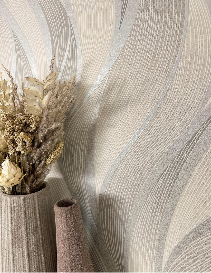 papier peint intissé beige vagues élégant salon chambre