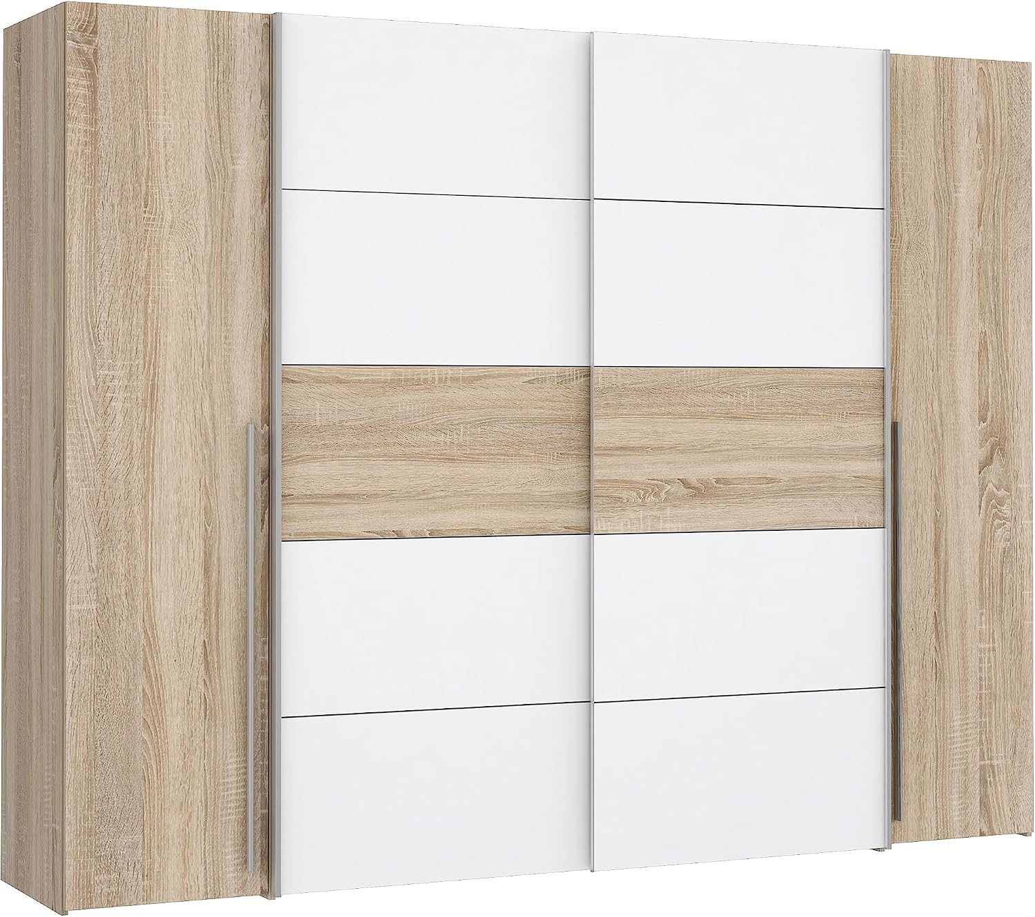 Deine Tante Emma Forte Narago 270 Armoire à Portes coulissantes avec Portes pivotantes Blanc combiné avec décor en Bois chêne Sonoma 270,3 cm de Large x 210,5 cm de Haut x 61,2 cm de Profondeur miniature 2