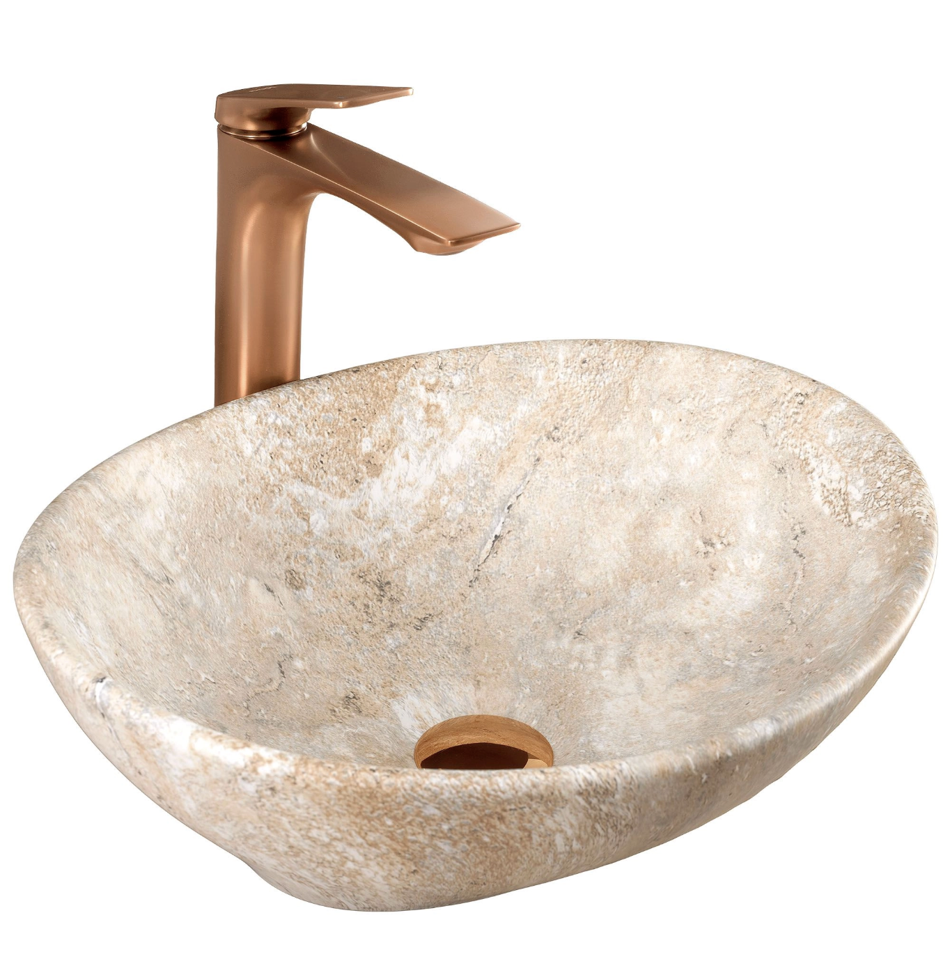 VASQUE À POSER REA SOFIA SAVANA OVAL BEIGE 41X34,5X11CM — photo 1
