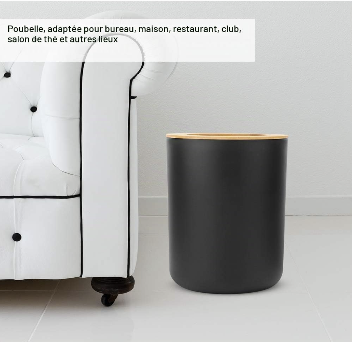 Ensemble d'Accessoires de Salle de Bain 6 Pièces, Noir, Distributeur de Lotion, Porte-Brosse à Dents, Tasse à Dents, Porte-Savon, Brosse de Toilette, Poubelle miniature 4
