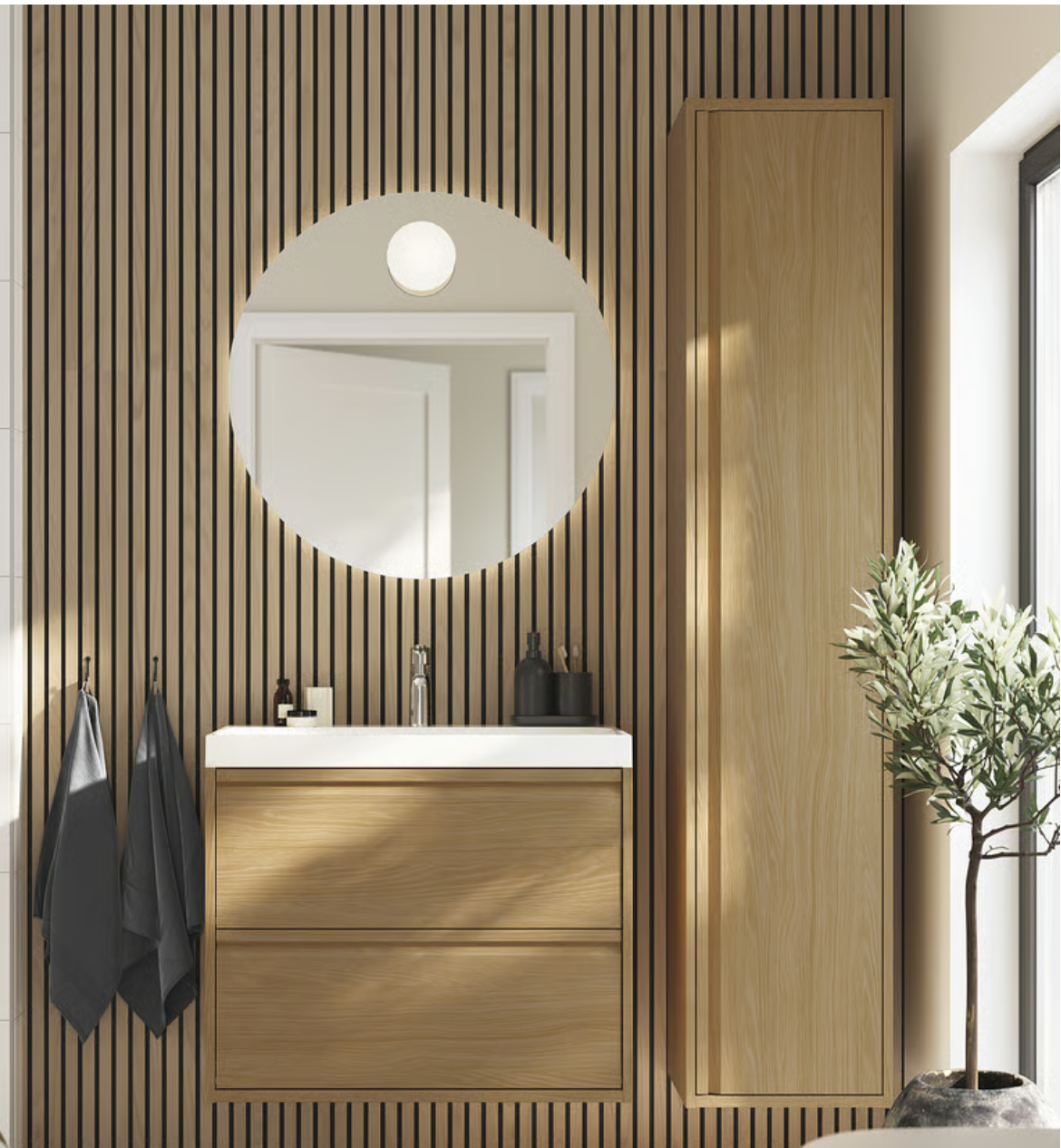 Meuble lavabo avec tiroirs, motif chêne, 80x48x63 cm