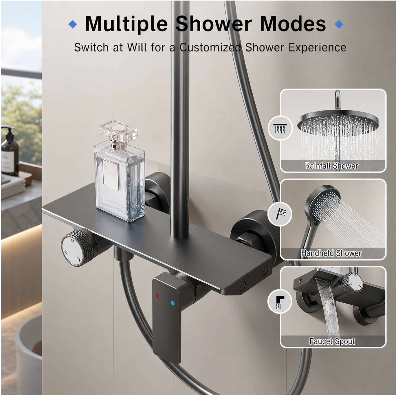 Ensemble de douche 253mm avec pommeau de pluie haute pression miniature 4