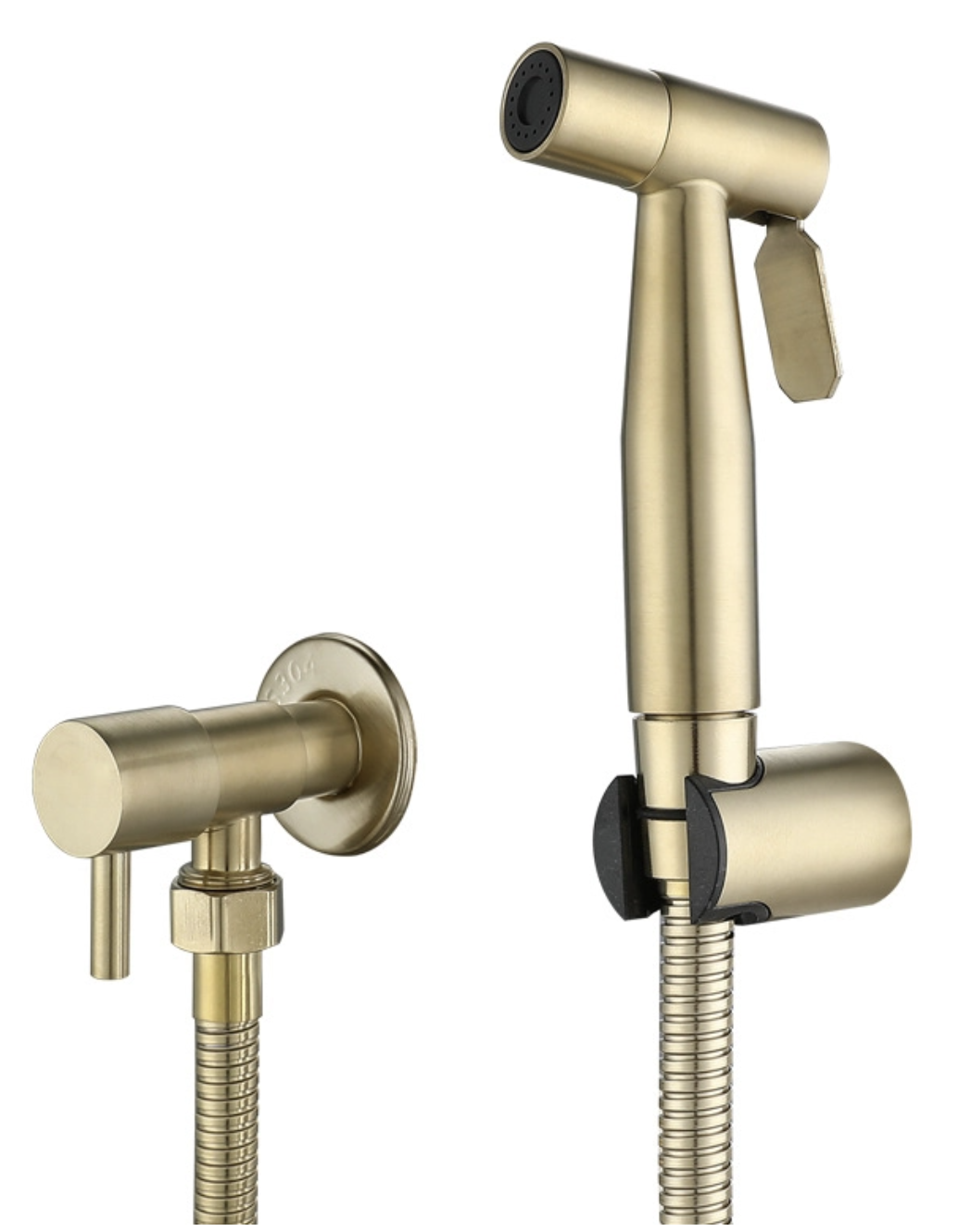 Kit de pulvérisation WC en acier inoxydable 304 – Pistolet Gold haute pression à robinet simple voie, hygiénique et multi-usages miniature 2