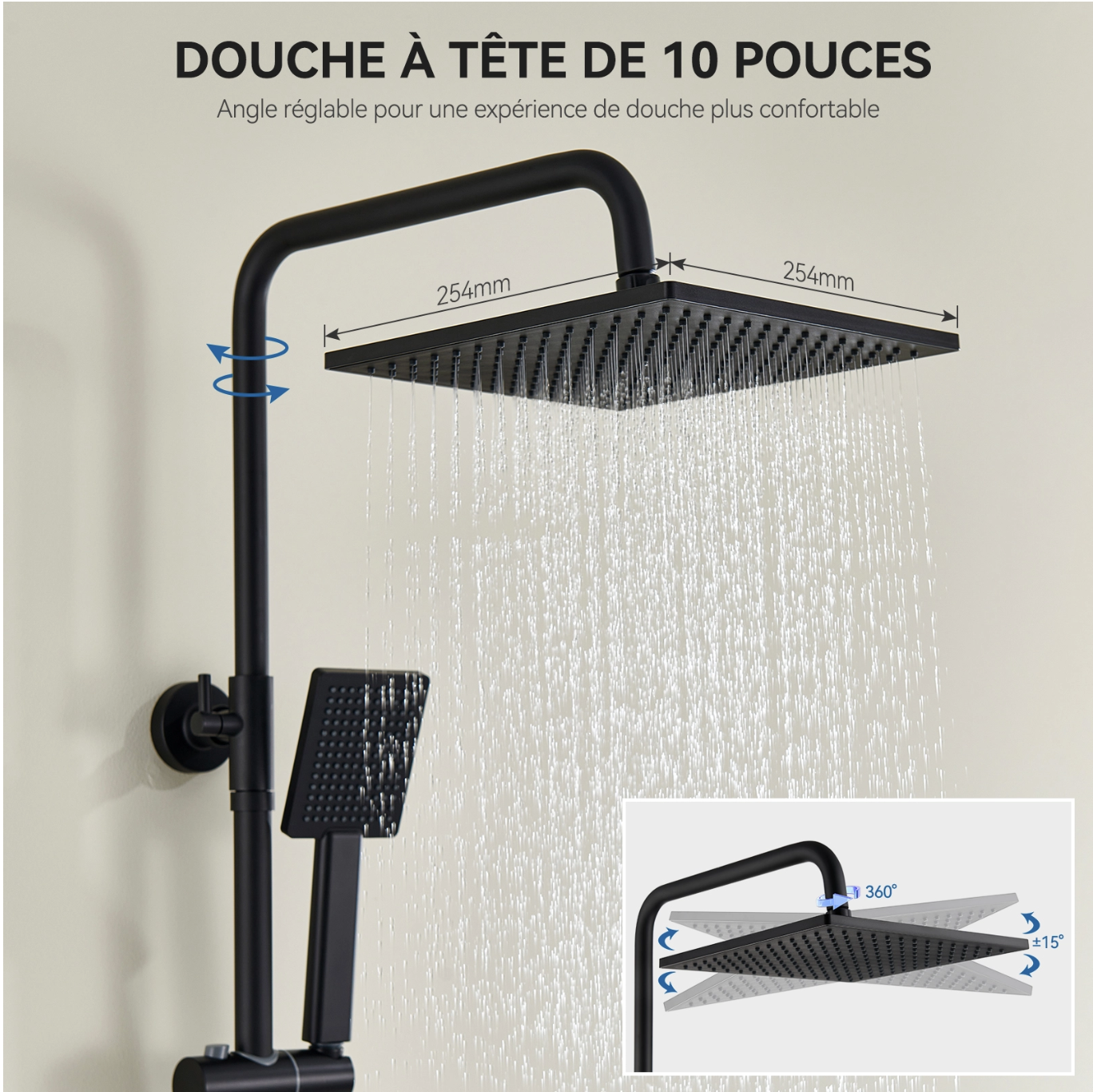 Auralum max Colonne Douche Thermostatique avec Robinet Anti-brûlure,Pomme Douche miniature 2