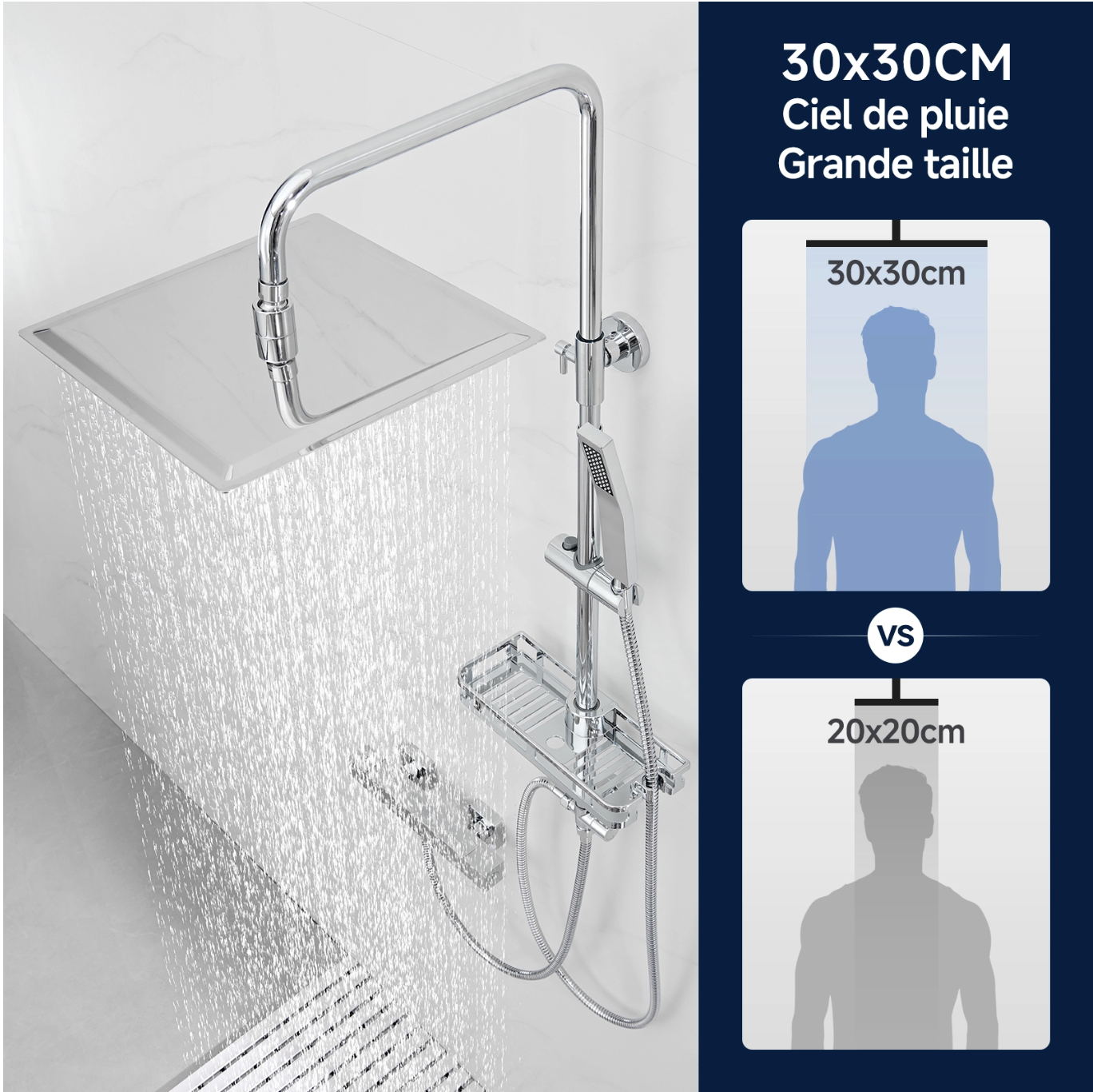 Auralum Max Colonne Douche Sans Mitigeur Chromée miniature 7