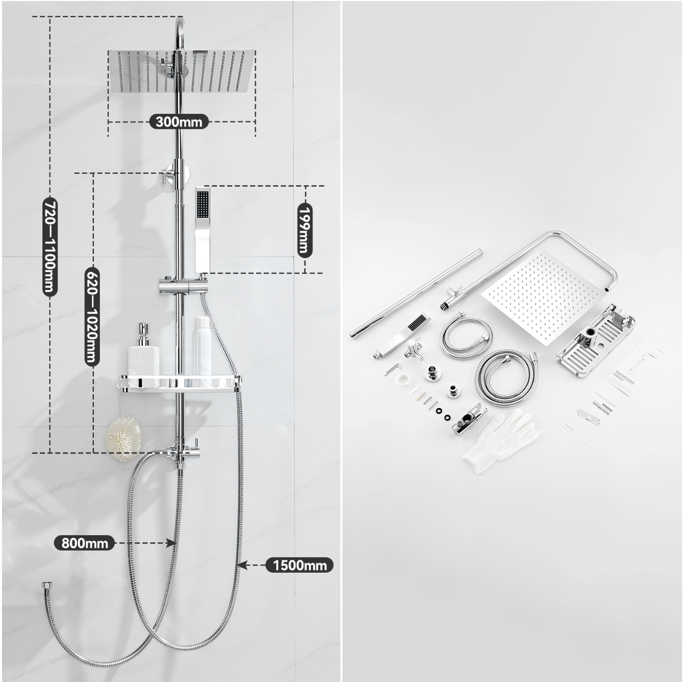 Auralum Max Colonne Douche Sans Mitigeur Chromée miniature 5