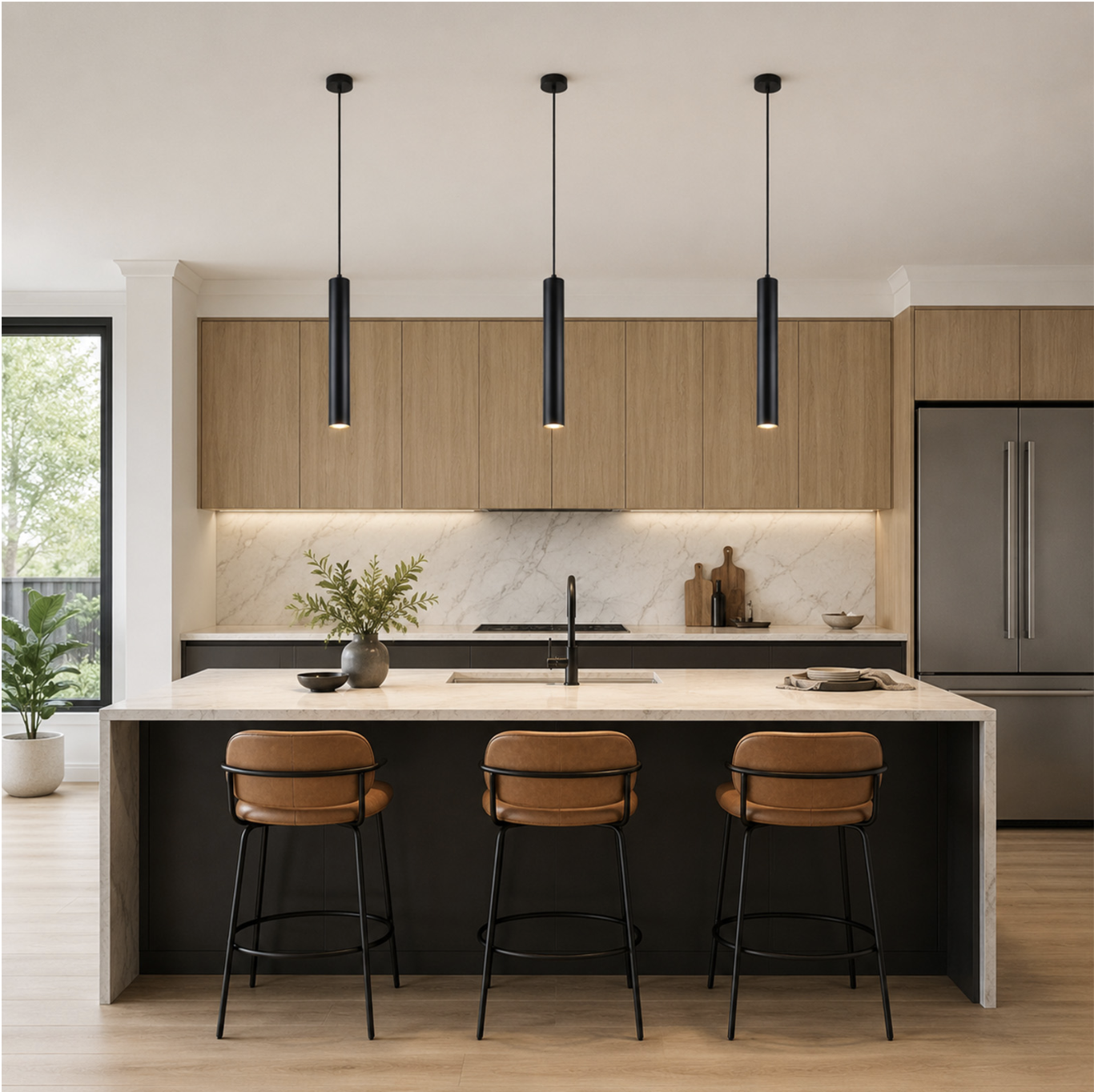 Alpinaluz Suspension Tubulaire GU10 en Aluminium Noir, Hauteur 40 cm, Hauteur Réglable C04-BK miniature 2