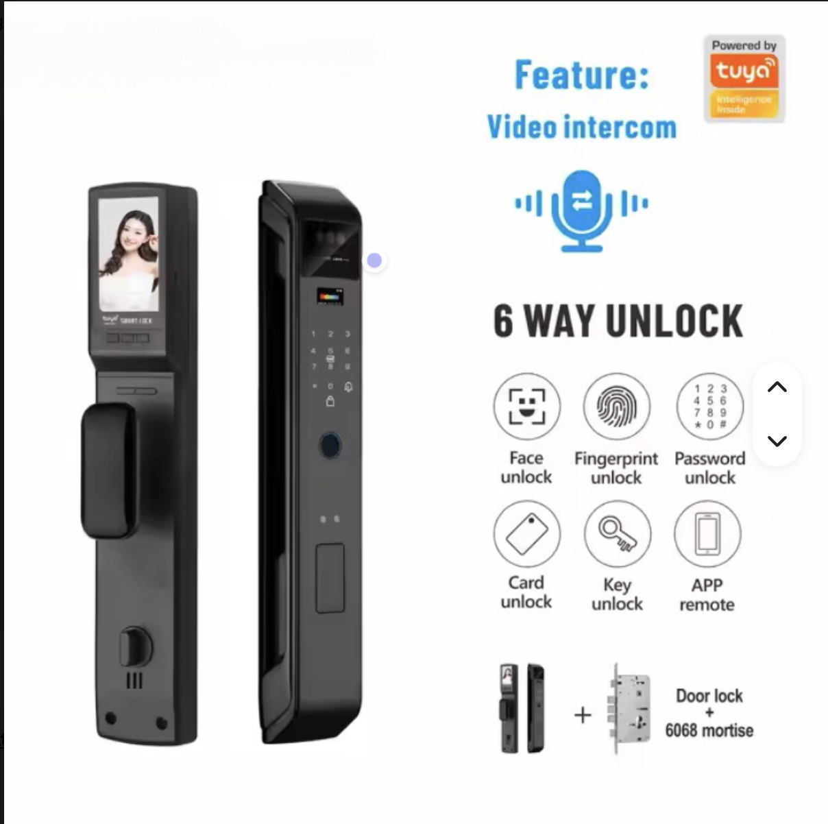 Serrure de porte intelligente Wifi Tuya Cloud avec reconnaissance faciale 3D et empreintes digitales miniature 3
