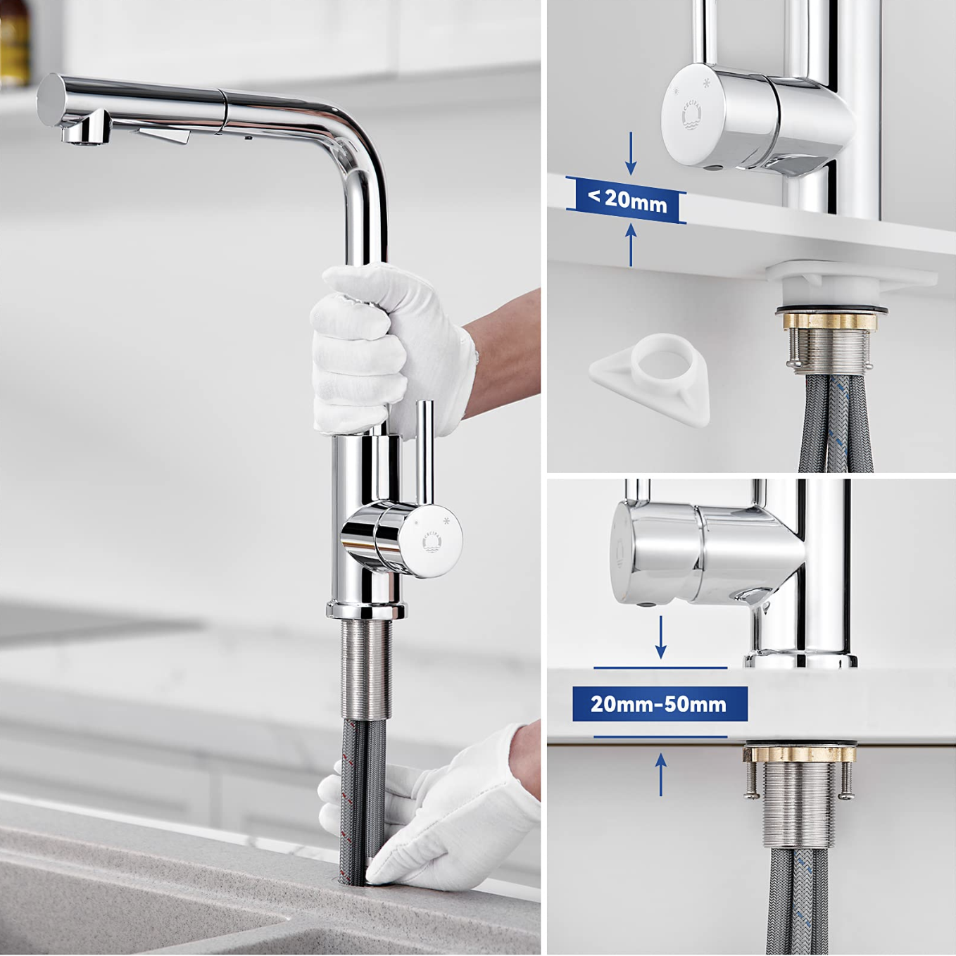 Mitigeur Cuisine avec Douchette Extractible Robinet Cuisine 360 Rotatif avec 2 Jets aux Choix Robinetterie en Acier Chrome Haute Qualité miniature 4