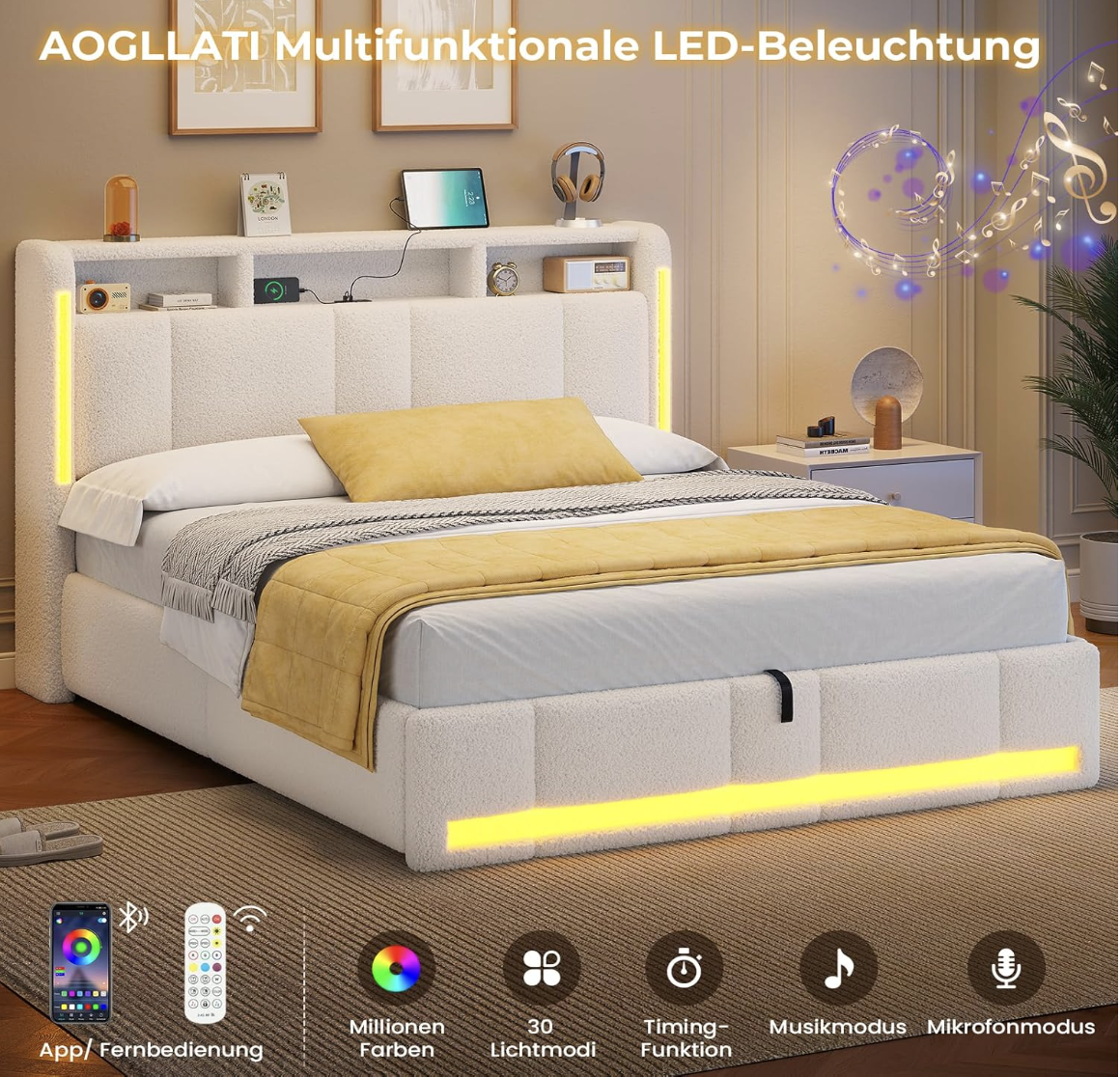  AOGLLATI Lit Coffre Hydraulique 140x190 CM miniature 3