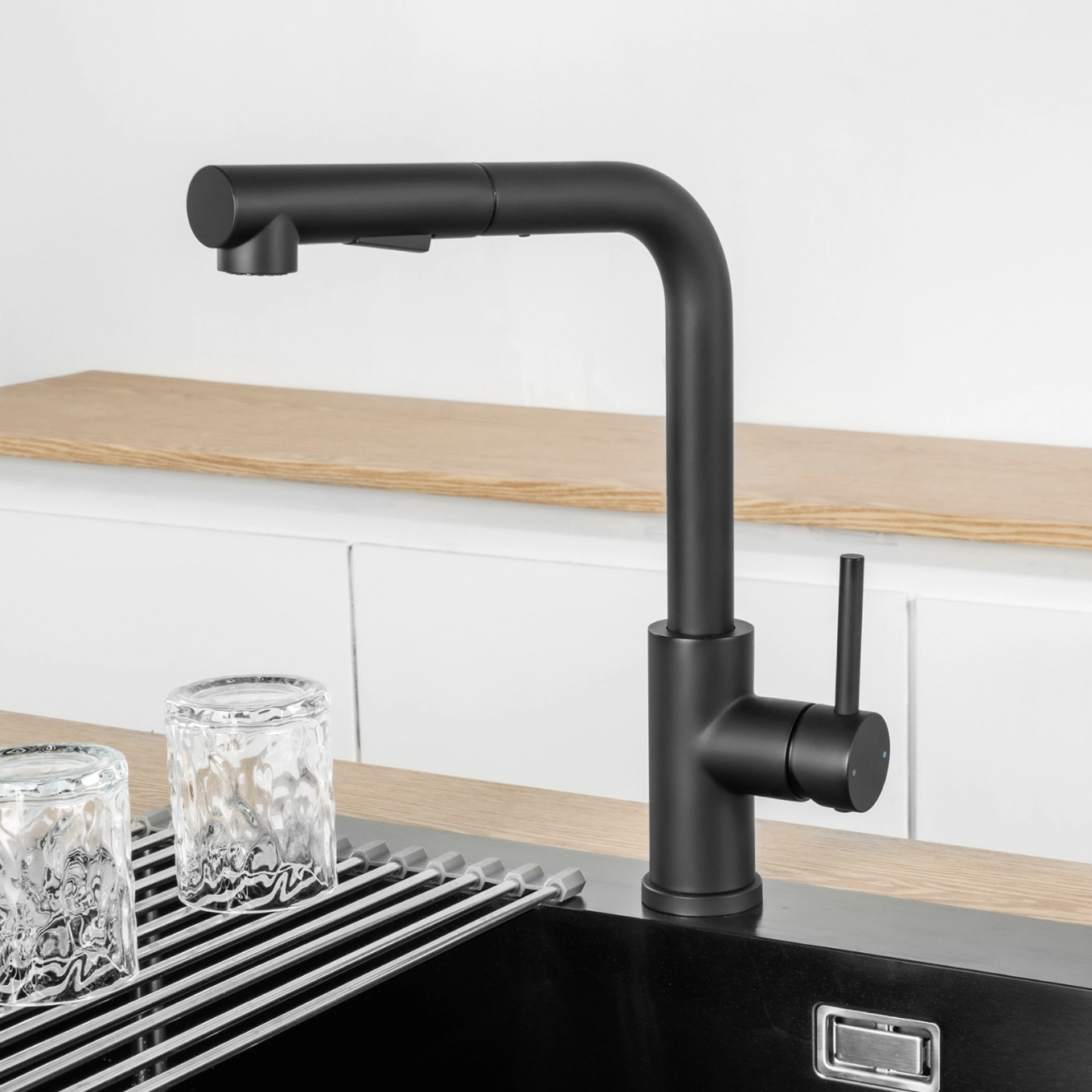 Cecipa max Mitigeur Cuisine Noir avec Douchette Extractible, Monocommande, Rotation à 360°, 2 Modes de pulvérisat Robinet d'évier Cuisine,EU Modèle