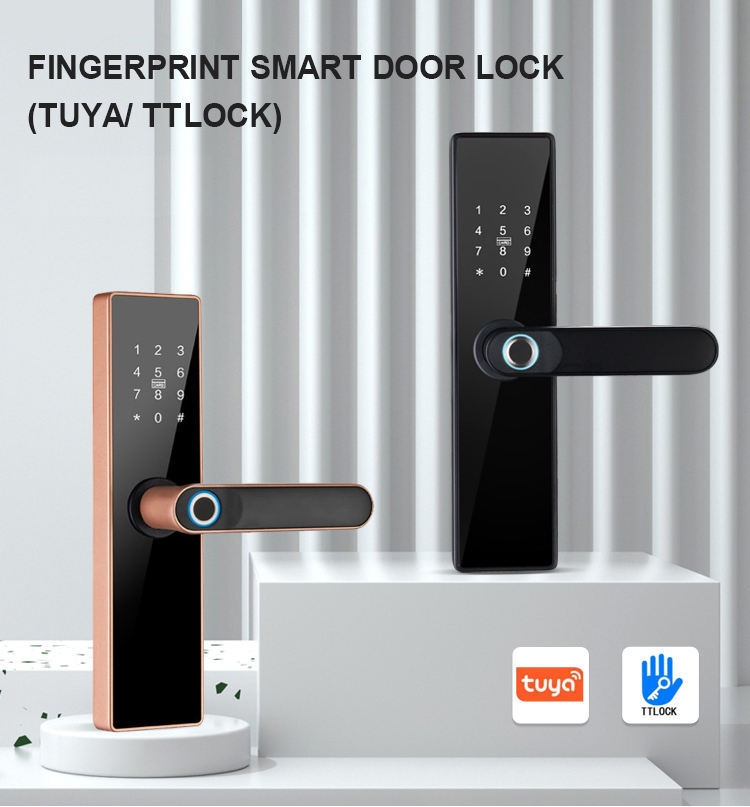 Serrure de porte électrique intelligente Tuya à empreinte digitale Wi-Fi pour application Tuya, déverrouillage par empreinte digitale, mot de passe