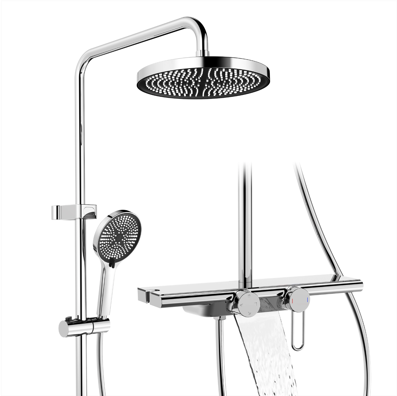Colonne de Douche Chromée avec Étagère 40 cm