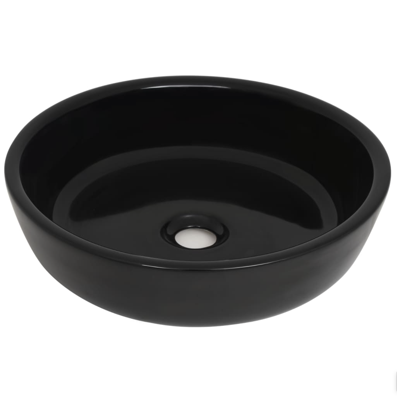vidaXL Lavabo rond céramique noir 42x12 cm miniature 2