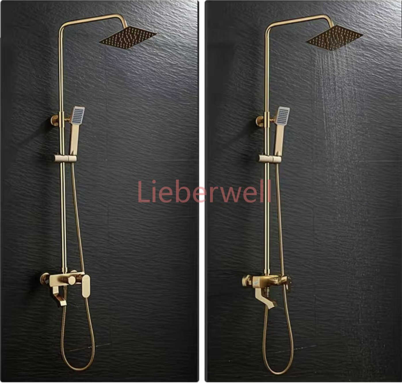 Ensemble de pomme de douche haut de gamme avec pomme de douche à air pressurisé en or brossé, noyau de canalisation en cuivre raffiné — photo 1