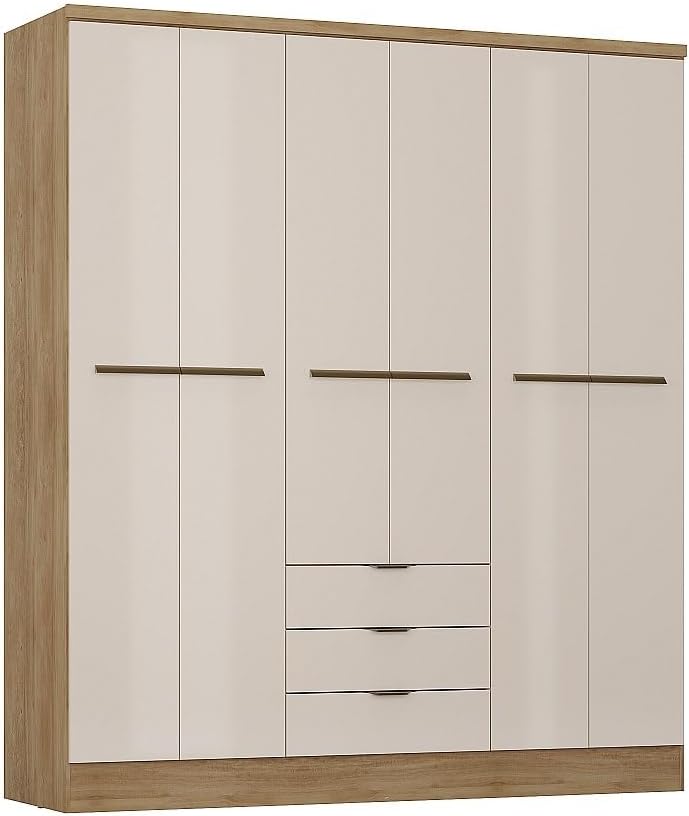 Deine Tante Emma Forte Narago 270 Armoire à Portes coulissantes avec Portes pivotantes Blanc combiné avec décor en Bois chêne Sonoma 270,3 cm de Large x 210,5 cm de Haut x 61,2 cm de Profondeur miniature 2