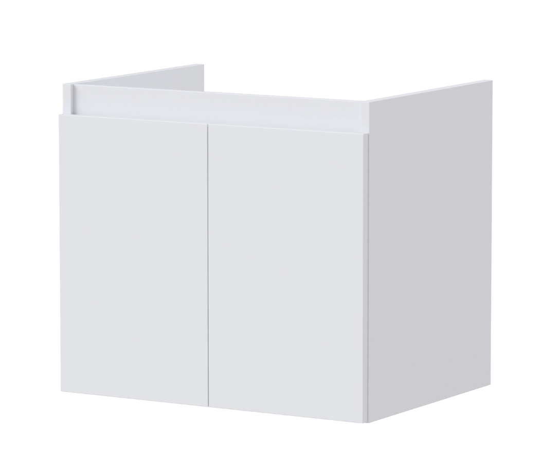 Meuble sous-vasque 2p L.60cm x H.53cm x P.45cm blanc mat Essential miniature 2