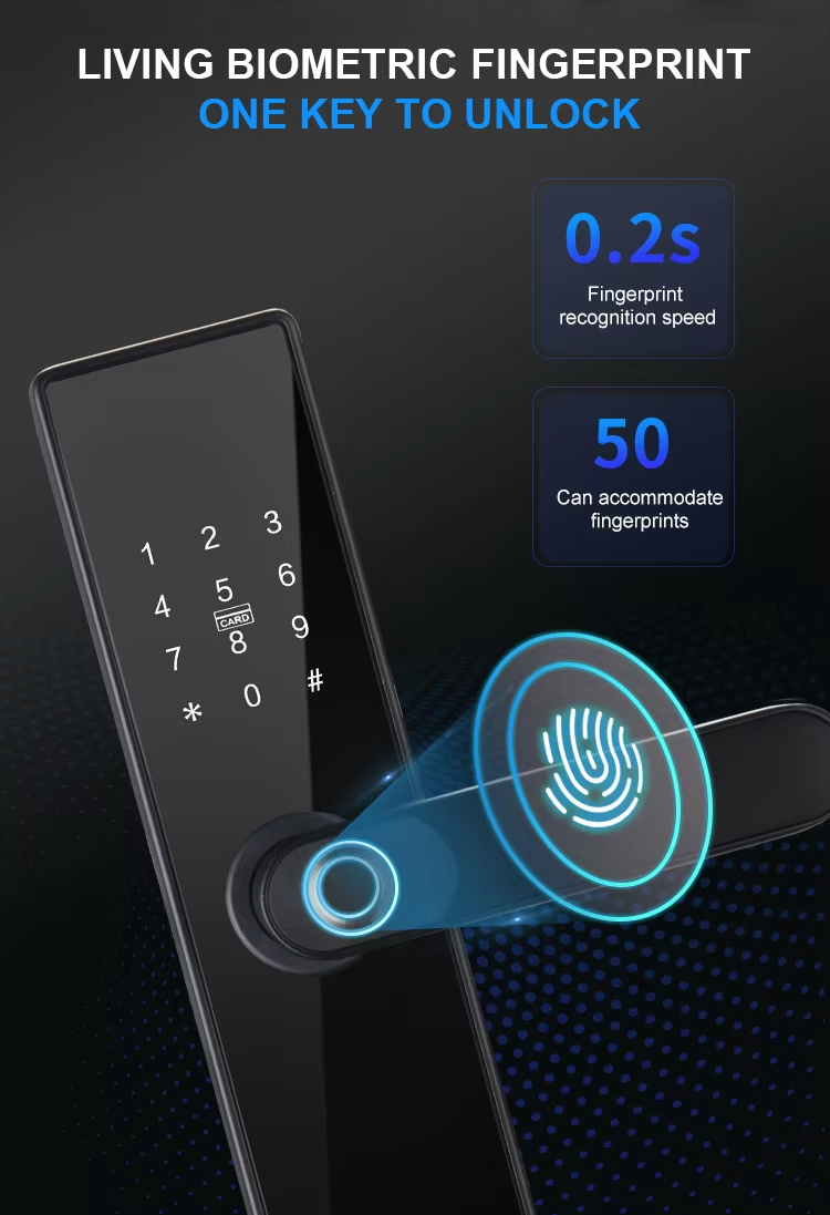 Serrure de porte électrique intelligente Tuya à empreinte digitale Wi-Fi pour application Tuya, déverrouillage par empreinte digitale, mot de passe miniature 6