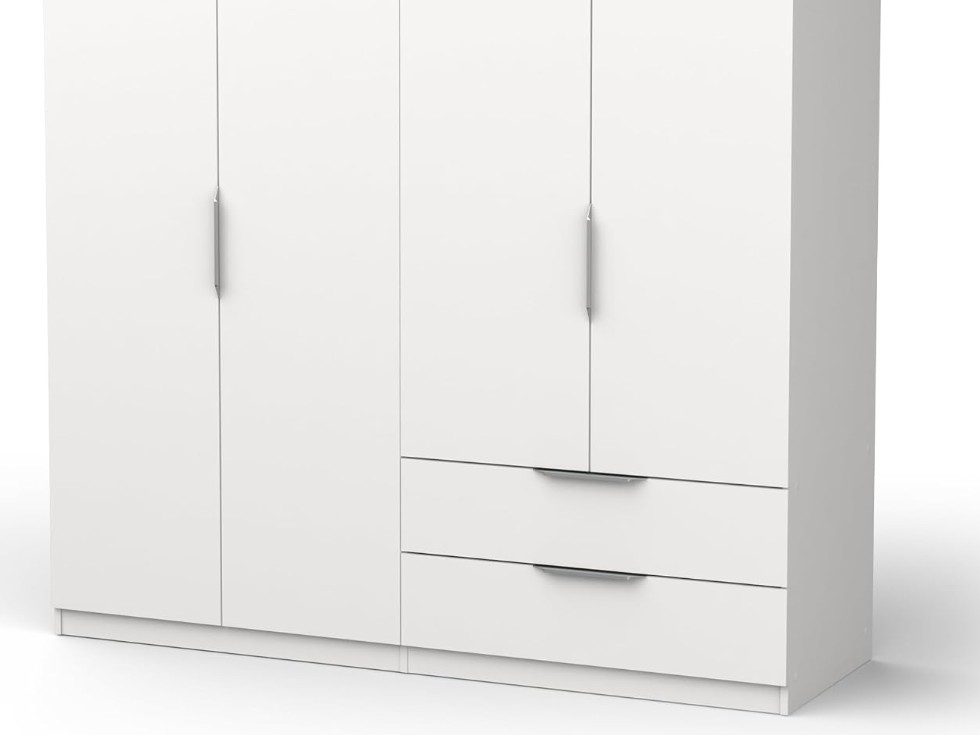 Armoire Dressing avec Penderie Moderne 8 Portes 5 Etagères 2 Tiroirs – Coloris Blanc Mat - 157,3 x 51,1 x 203 cm miniature 2