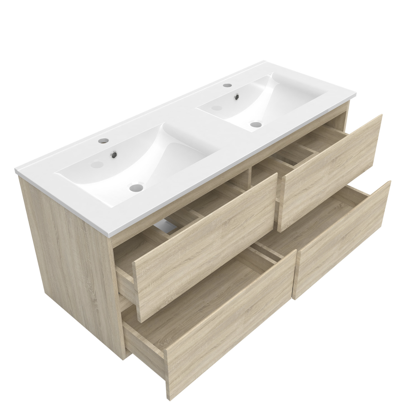 Ensemble meubles Salle de Bain 120cm vasque + colonne + miroir lumineux Chêne Wotan - OCEAN miniature 2