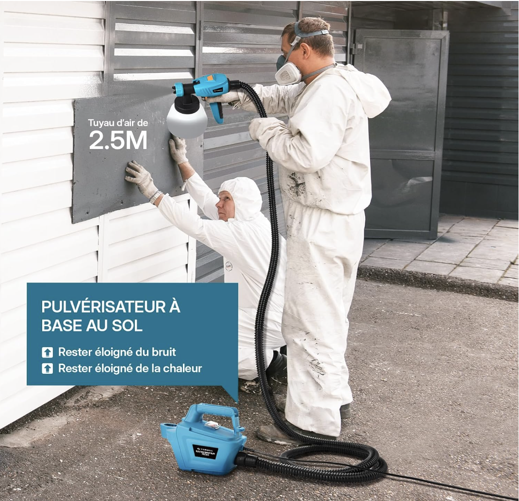 Tilswall Pistolet a Peinture HVLP, 800W Pistolet Peinture Electrique, Bleu | Design séparable, 3 Buses et 3 Motifs, 1300ML Récipient Détachable miniature 3