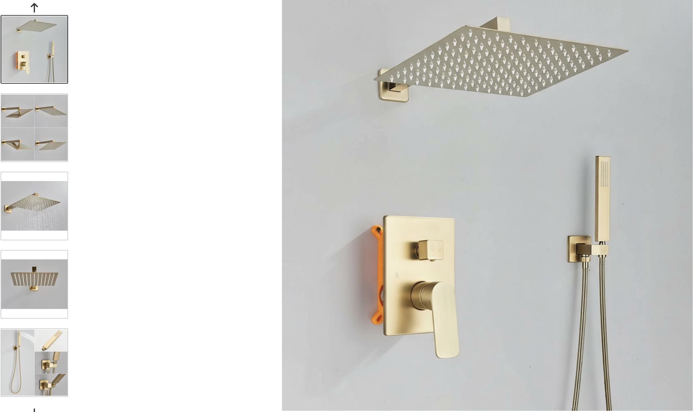 Douche Encastrée Square Doré, Tête de Douche Carrée 25cm, Douchette à Main Rectangulaire, Mitigeur Intégré Précis miniature 2