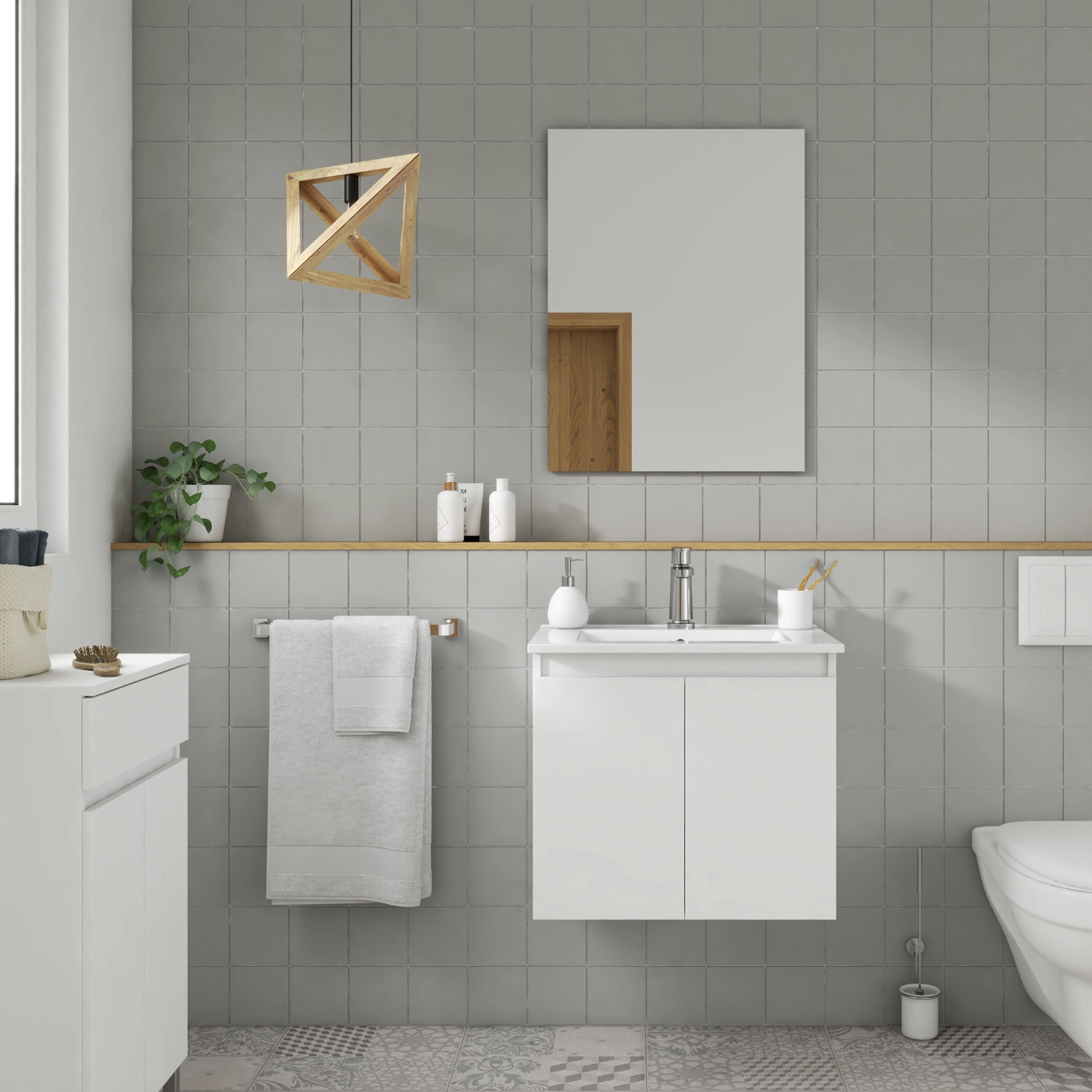 Meuble sous-vasque 2p L.60cm x H.53cm x P.45cm blanc mat Essential — photo 1
