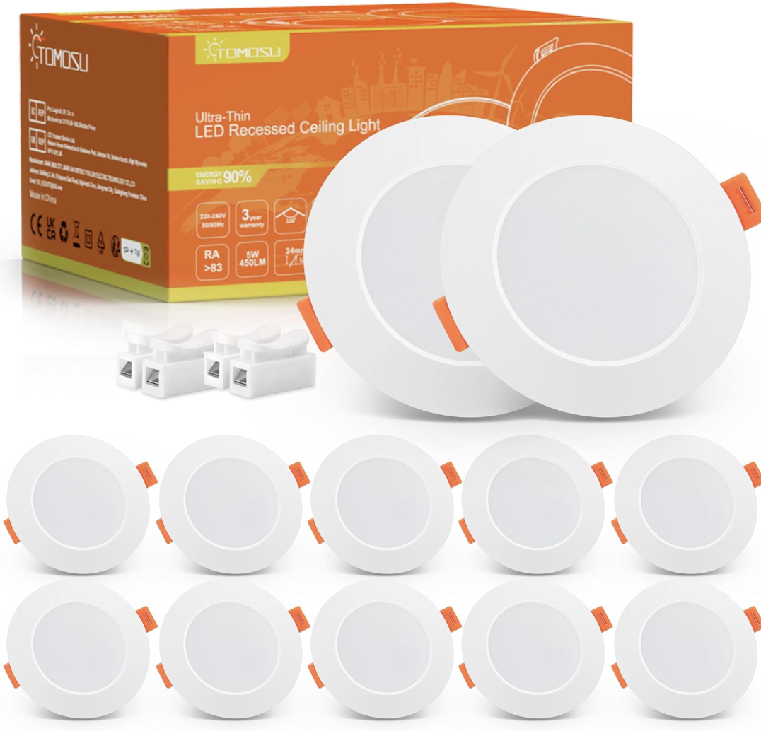 5W Spot LED Encastrable Extra Plat, LED Spot Blanc Neutre 4000K, Lot de 10 | 5W 450LM Equivalent 50W Incandescence, IP44 Spot Etanche Salle de bain — photo 1