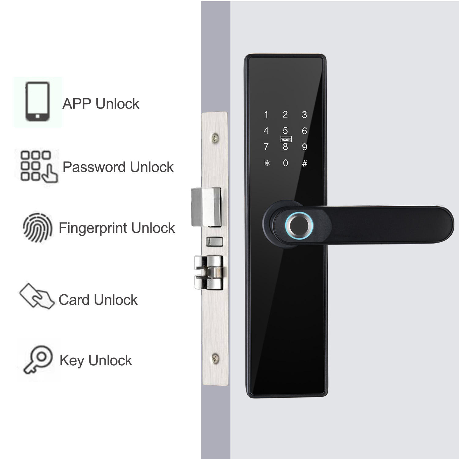 Serrure de porte électrique intelligente Tuya à empreinte digitale Wi-Fi pour application Tuya, déverrouillage par empreinte digitale, mot de passe miniature 3