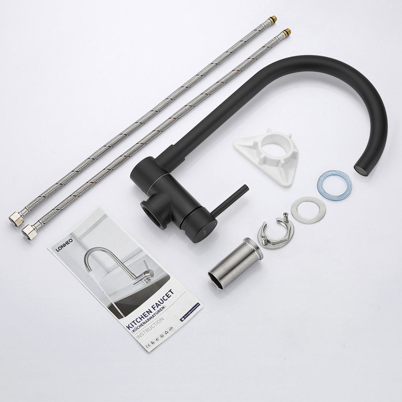 Lonheo Max Mitigeur de Cuisine Pliable Sous Fenêtre, Robinet d'évier de Cuisine Pliable, Robinet de Cuisine Acier Inoxydable Noir miniature 4