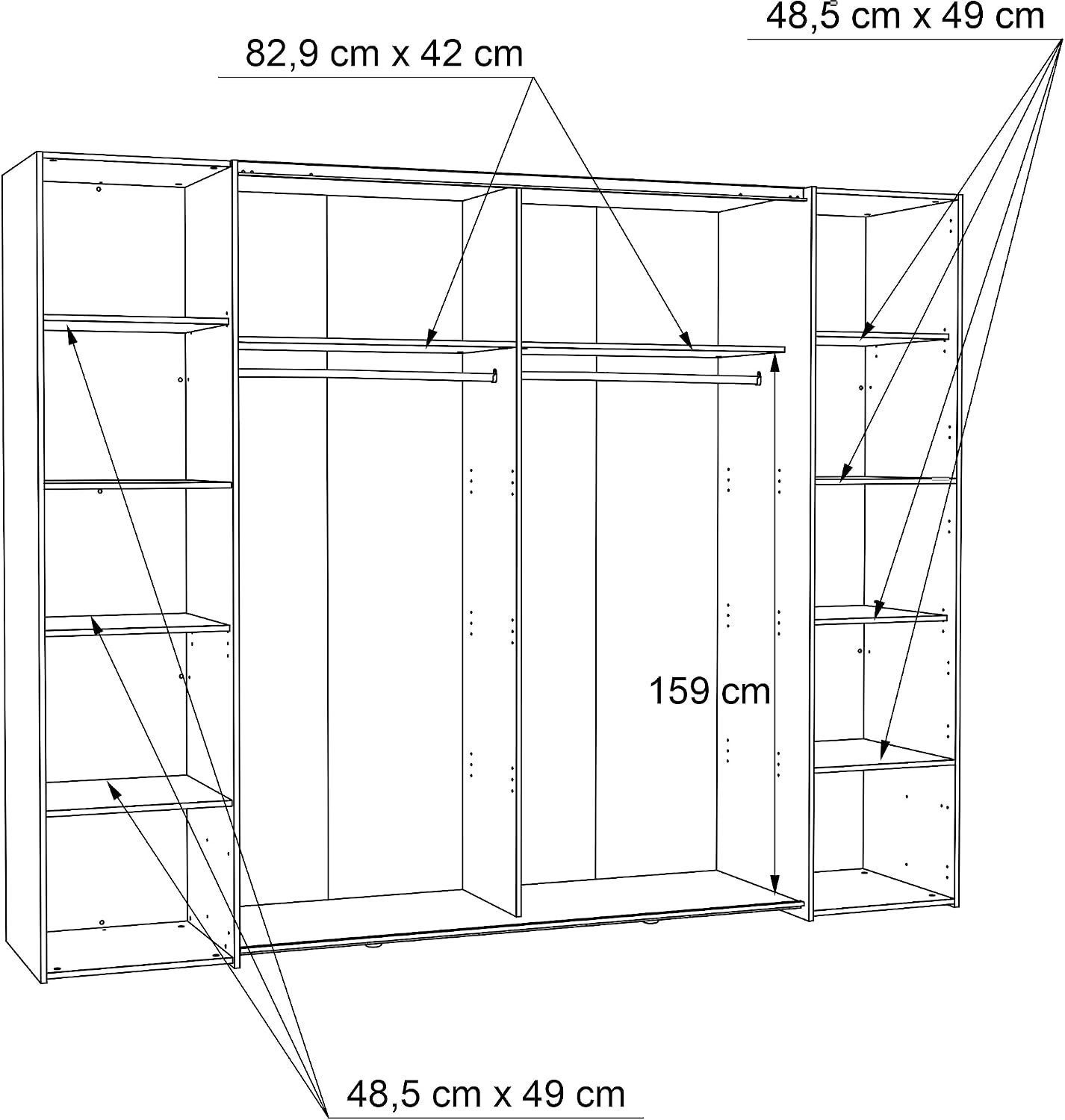 Deine Tante Emma Forte Narago 270 Armoire à Portes coulissantes avec Portes pivotantes Blanc combiné avec décor en Bois chêne Sonoma 270,3 cm de Large x 210,5 cm de Haut x 61,2 cm de Profondeur miniature 5