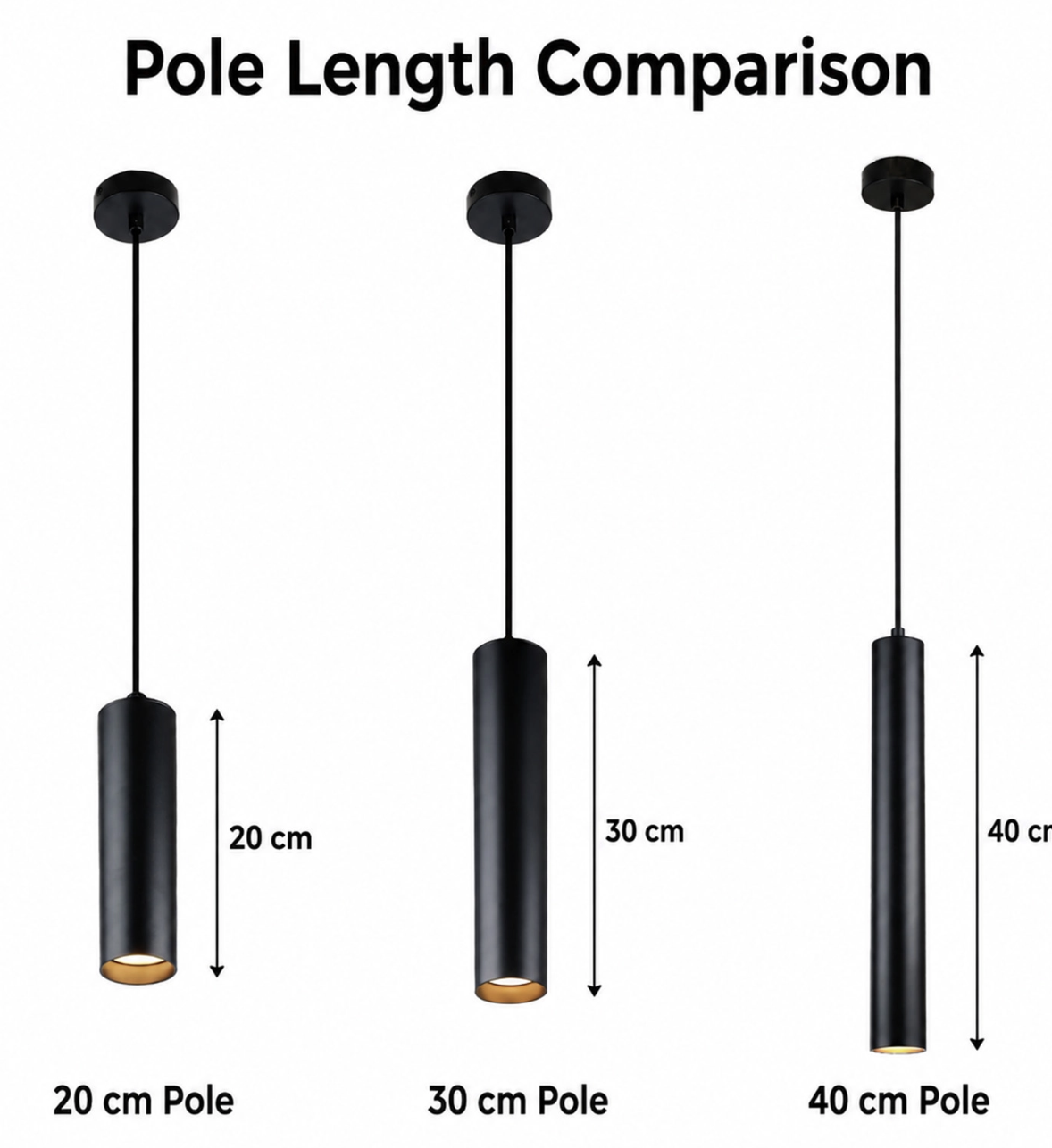 Alpinaluz Suspension Tubulaire GU10 en Aluminium Noir, Hauteur 40 cm, Hauteur Réglable C04-BK miniature 4