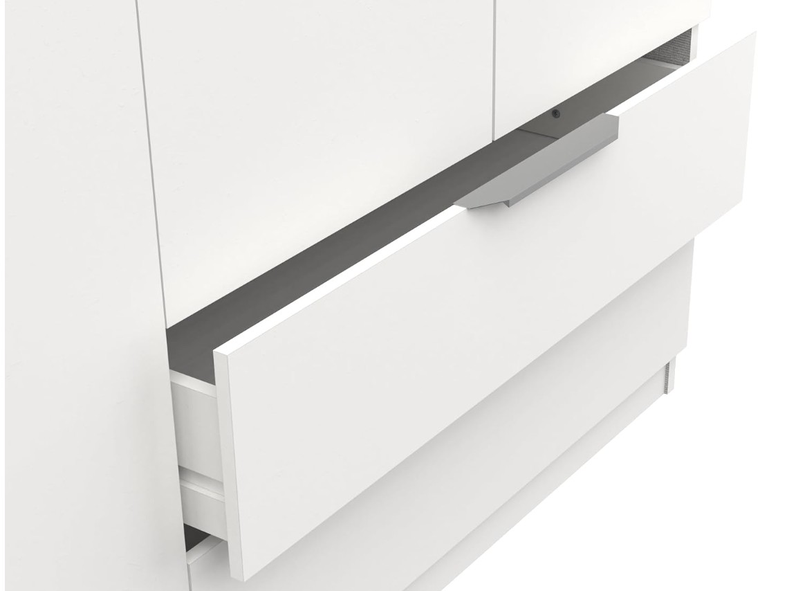 Armoire Dressing avec Penderie Moderne 8 Portes 5 Etagères 2 Tiroirs – Coloris Blanc Mat - 157,3 x 51,1 x 203 cm miniature 3