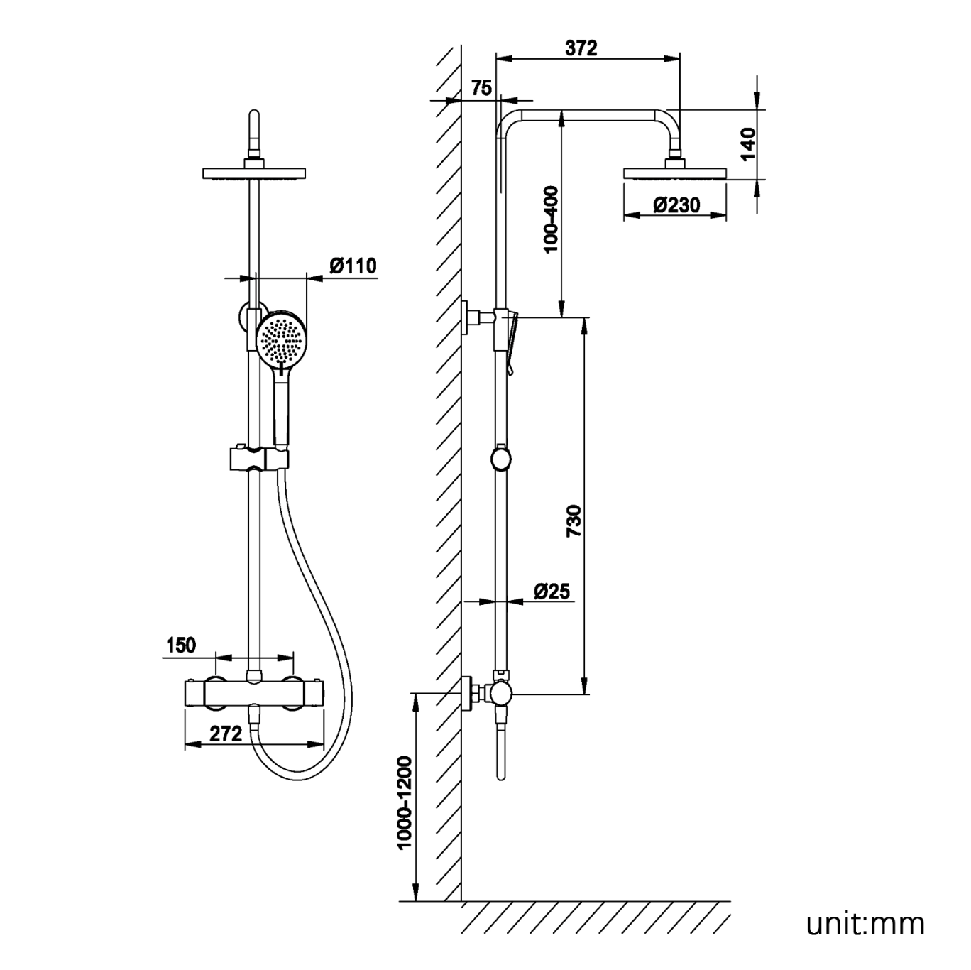 Colonne de douche thermostatique miniature 2