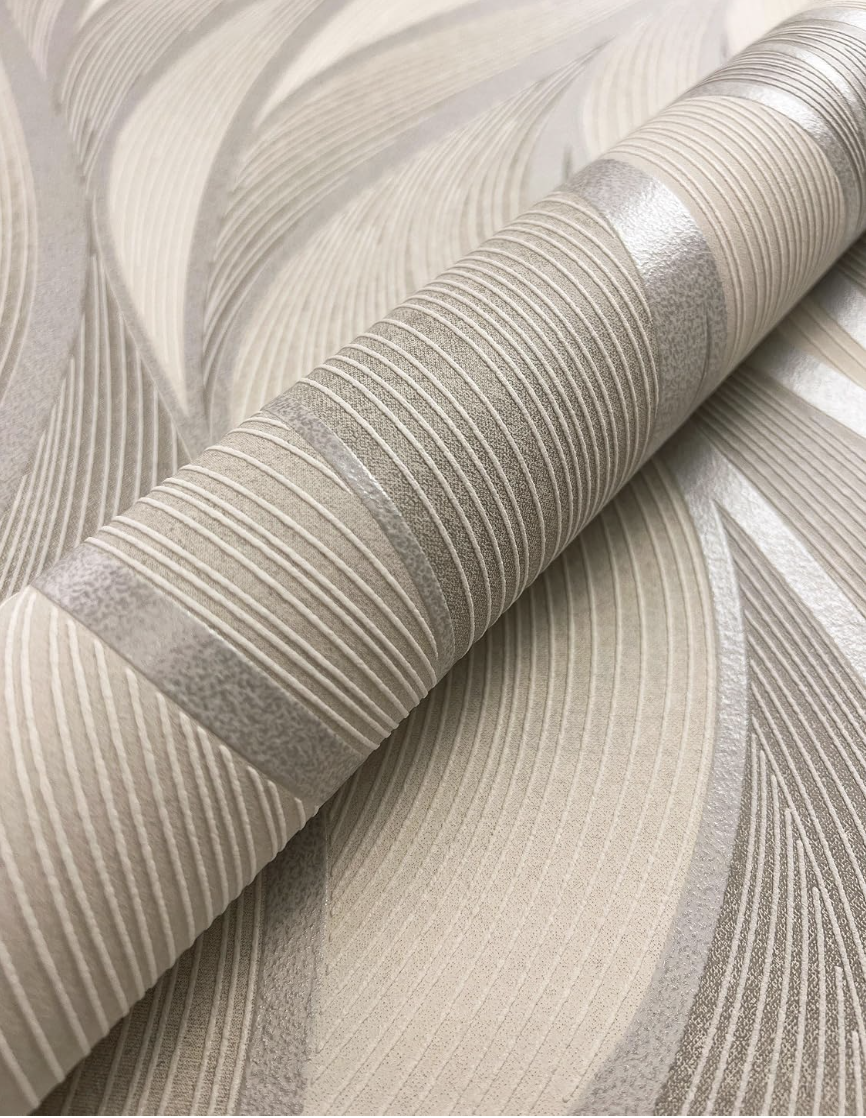 papier peint intissé beige vagues élégant salon chambre miniature 2