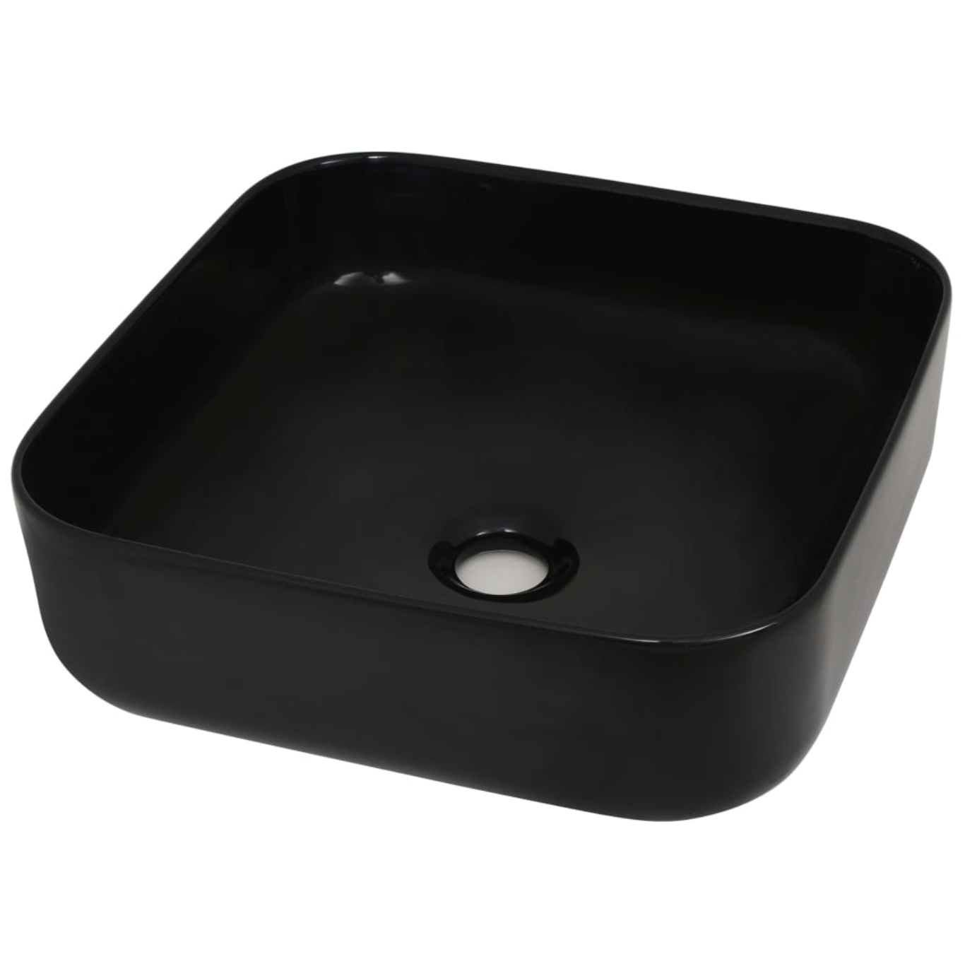 vidaXL Lavabo carré Céramique Noir 38 x 38 x 13,5 cm miniature 2
