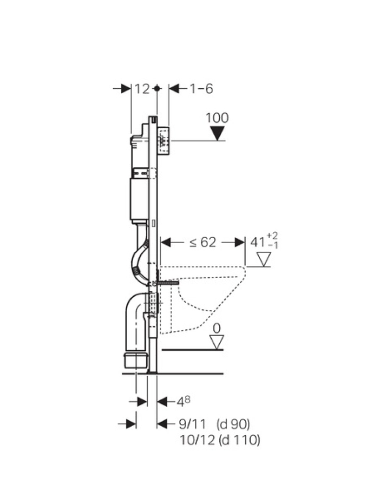 Bâti-support GEBERIT Duofix pack réservoir encastrable et plaque DELTA 01 Blanc BR avec WC suspendu ROUND SMART Blanc miniature 4