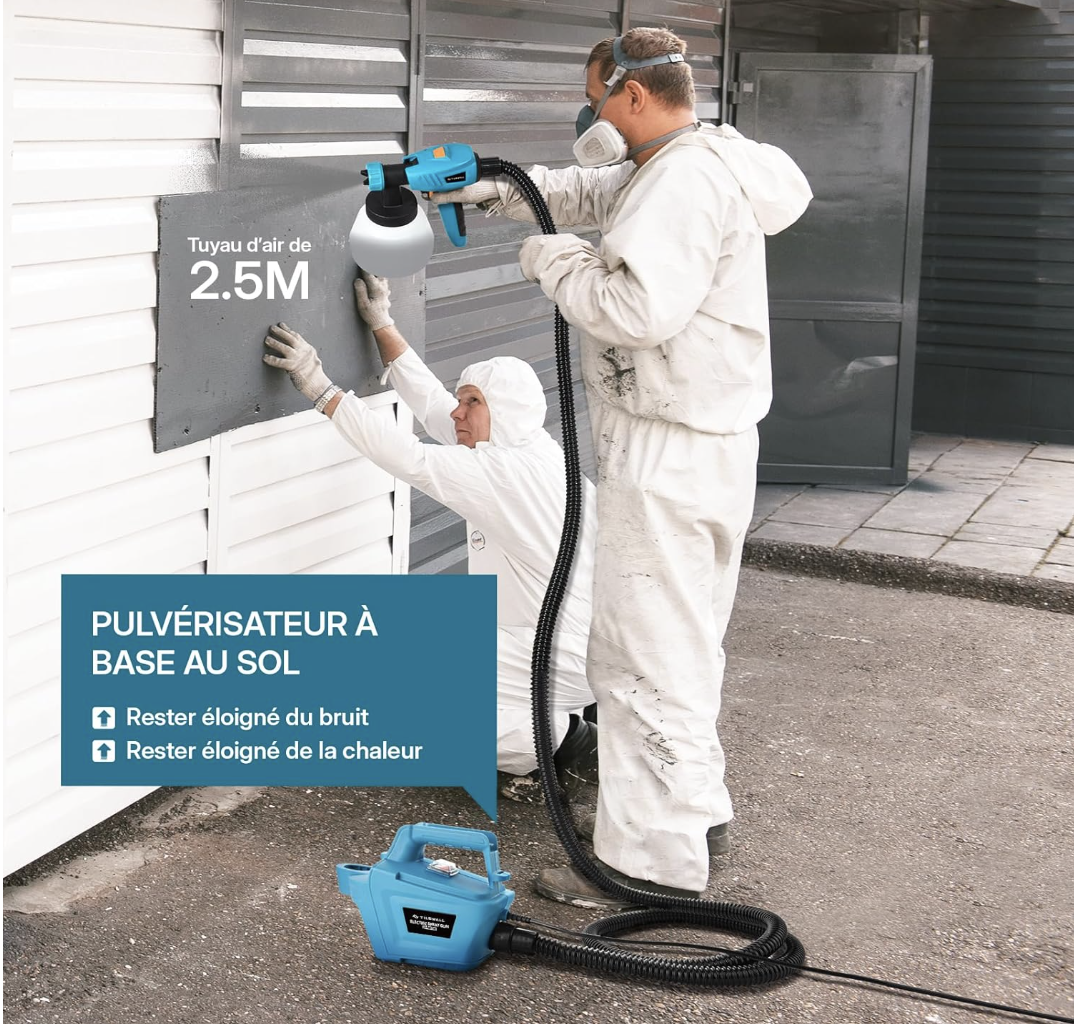 Tilswall Pistolet a Peinture HVLP, 800W Pistolet Peinture Electrique, Bleu | Design séparable, 3 Buses et 3 Motifs, 1300ML Récipient Détachable miniature 5