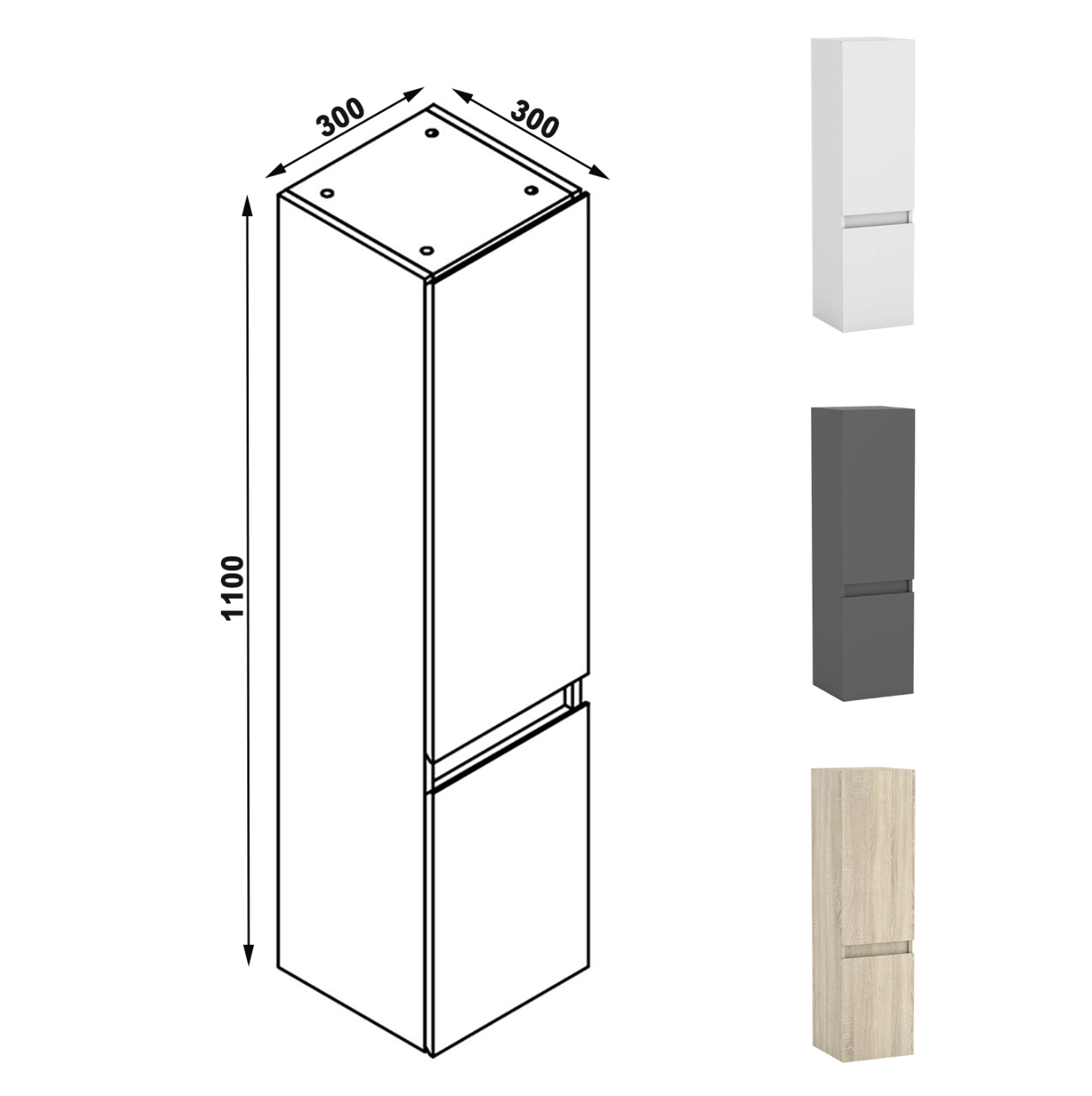 Ensemble meubles Salle de Bain 120cm vasque + colonne + miroir lumineux Chêne Wotan - OCEAN miniature 5