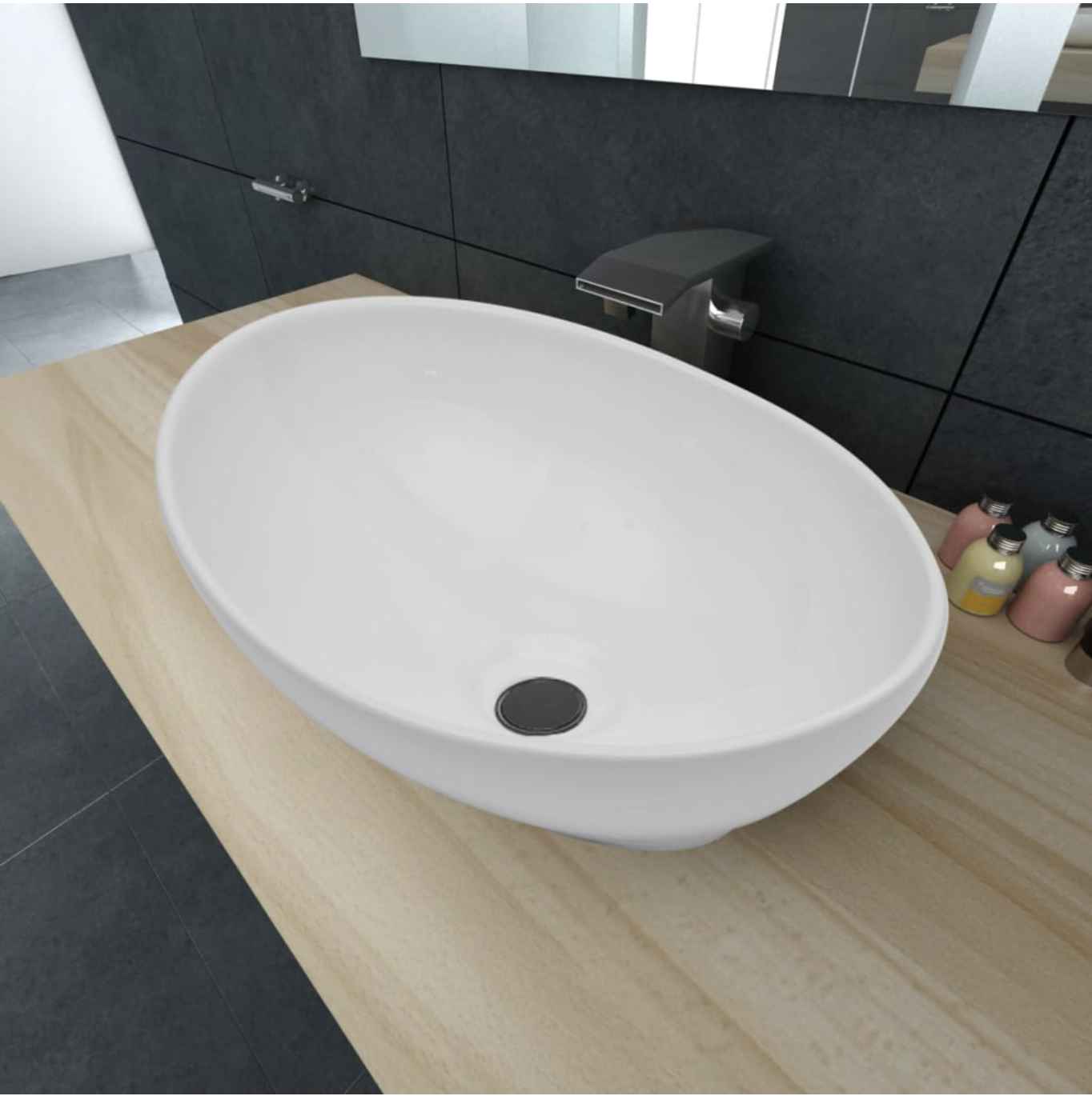  vidaXL Lavabo en forme ovale Céramique 40 x 33 cm Blanc-  Réf 83611534 — photo 1
