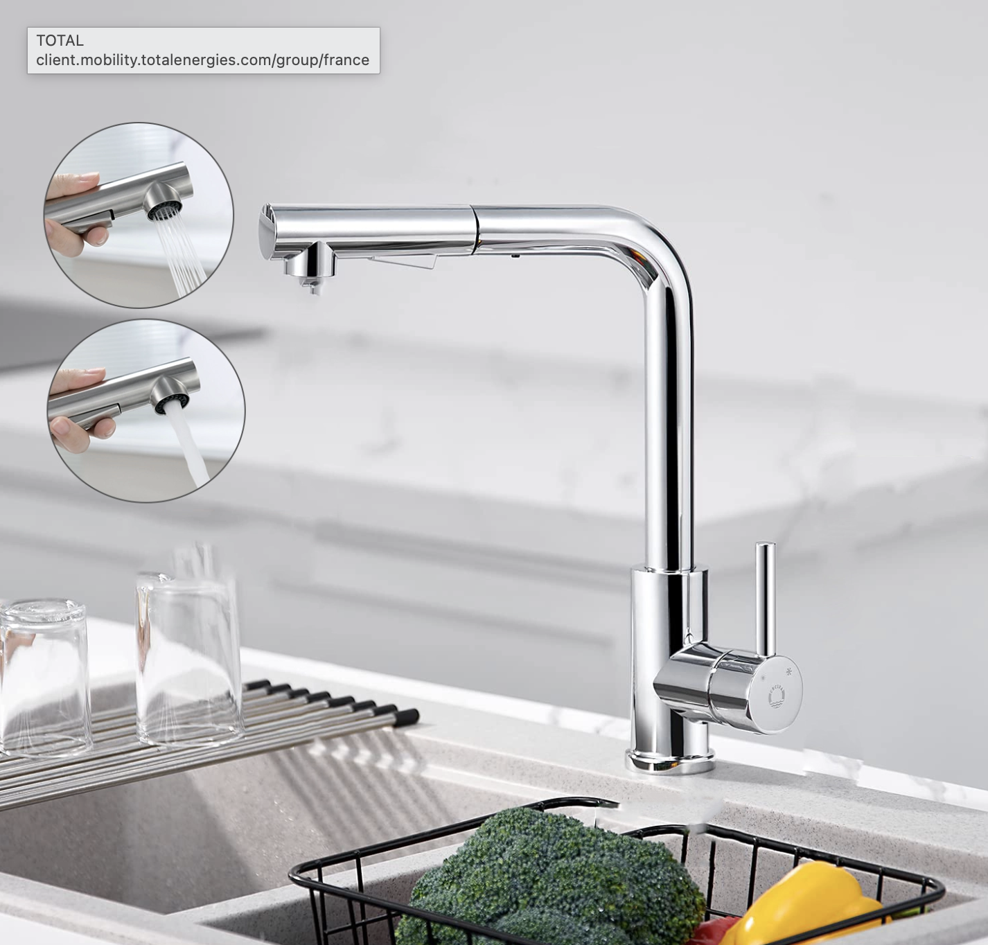 Mitigeur Cuisine avec Douchette Extractible Robinet Cuisine 360 Rotatif avec 2 Jets aux Choix Robinetterie en Acier Chrome Haute Qualité — photo 1