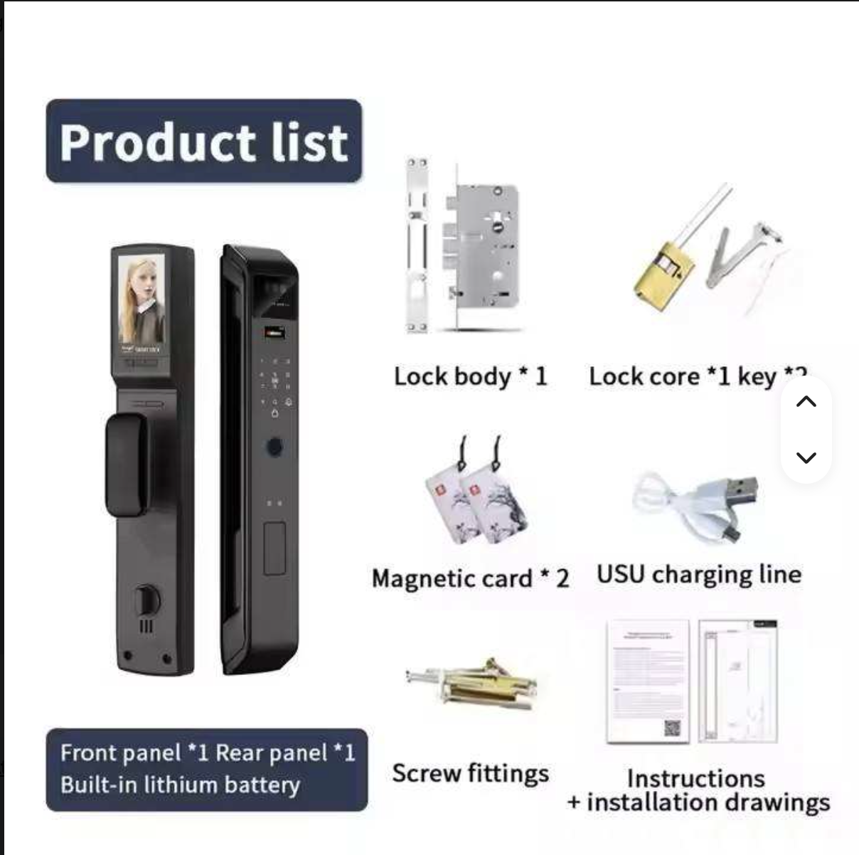 Serrure de porte intelligente Wifi Tuya Cloud avec reconnaissance faciale 3D et empreintes digitales miniature 5