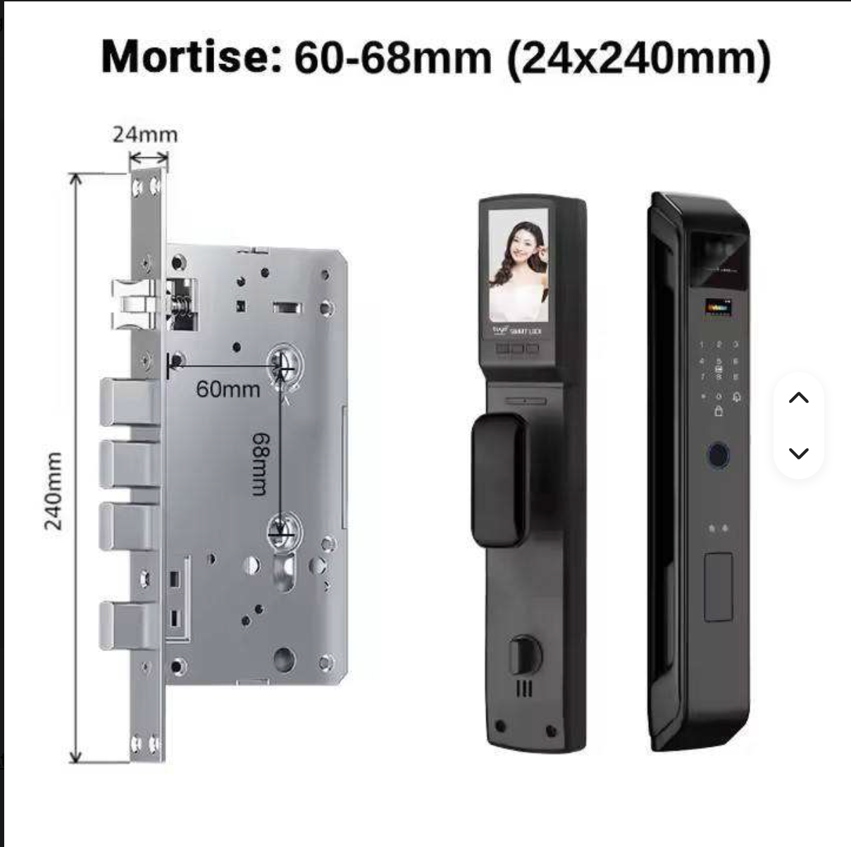 Serrure de porte intelligente Wifi Tuya Cloud avec reconnaissance faciale 3D et empreintes digitales