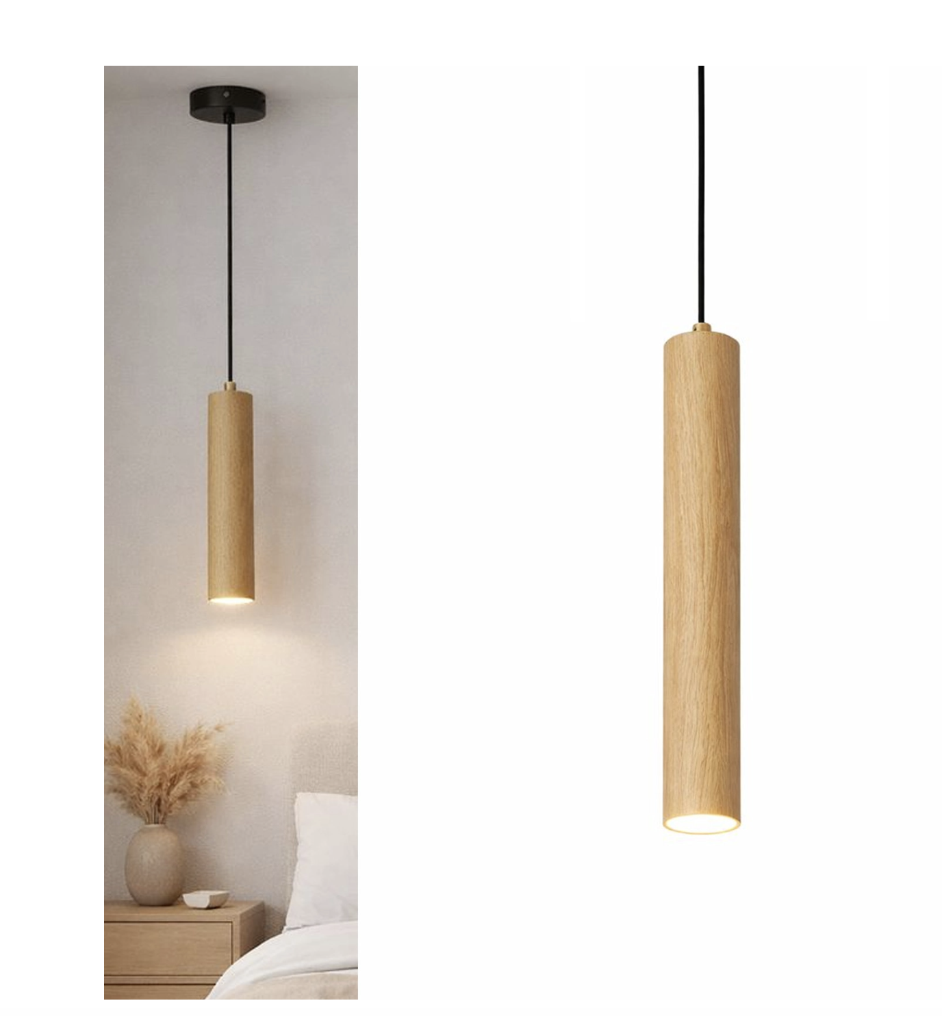 Alpinaluz Suspension Tubulaire GU10 en Aluminium Noir, Hauteur 40 cm, Hauteur Réglable C04-BK — photo 1