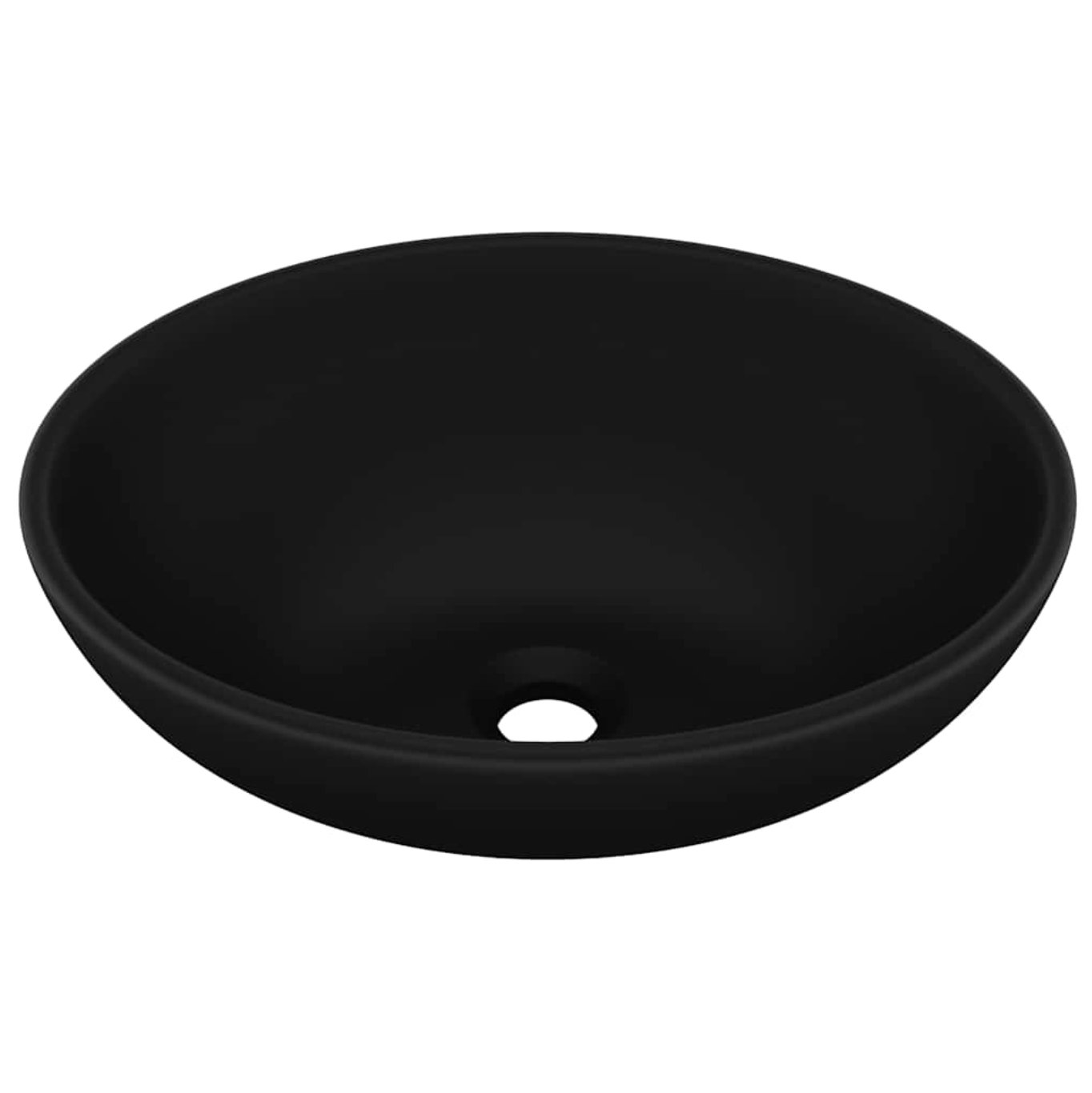 vidaXL Lavabo ovale de luxe Noir mat 40x33 cm Céramique miniature 2