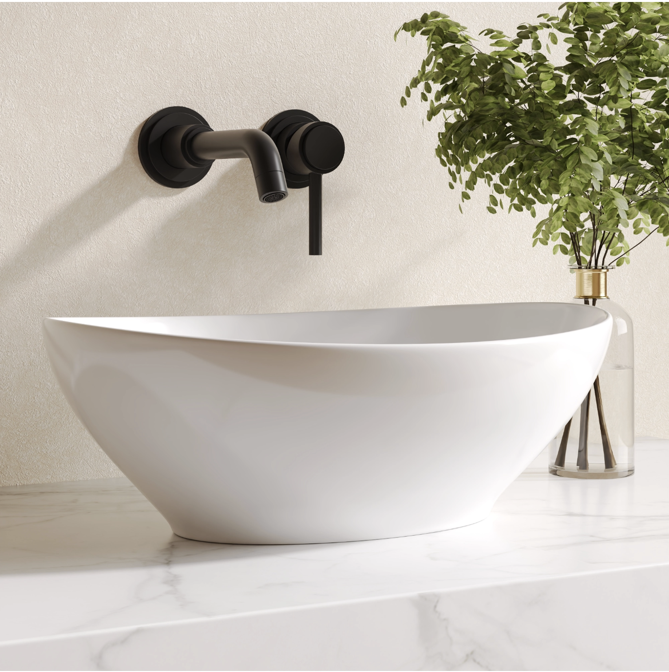 Vasque à Poser Salle de Bain Ovale DeerValley – Vasque a Poser en Céramique Blanc, 41.5 x 34 x 15cm — photo 1