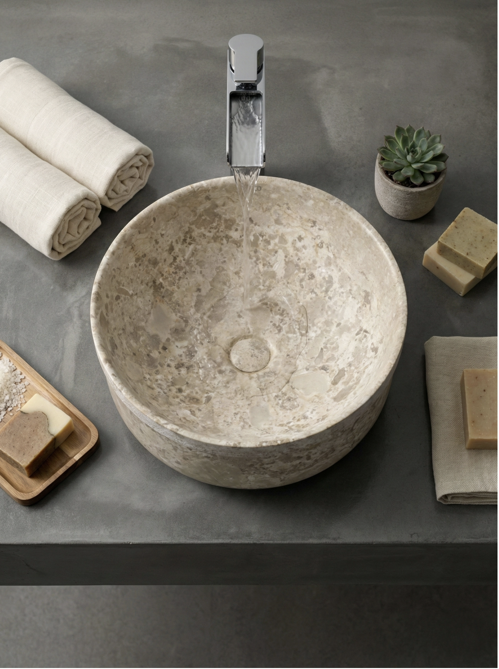 Vasque en pierre naturelle beige AUSTIN 380 x130 mm Réf 98615149  miniature 2