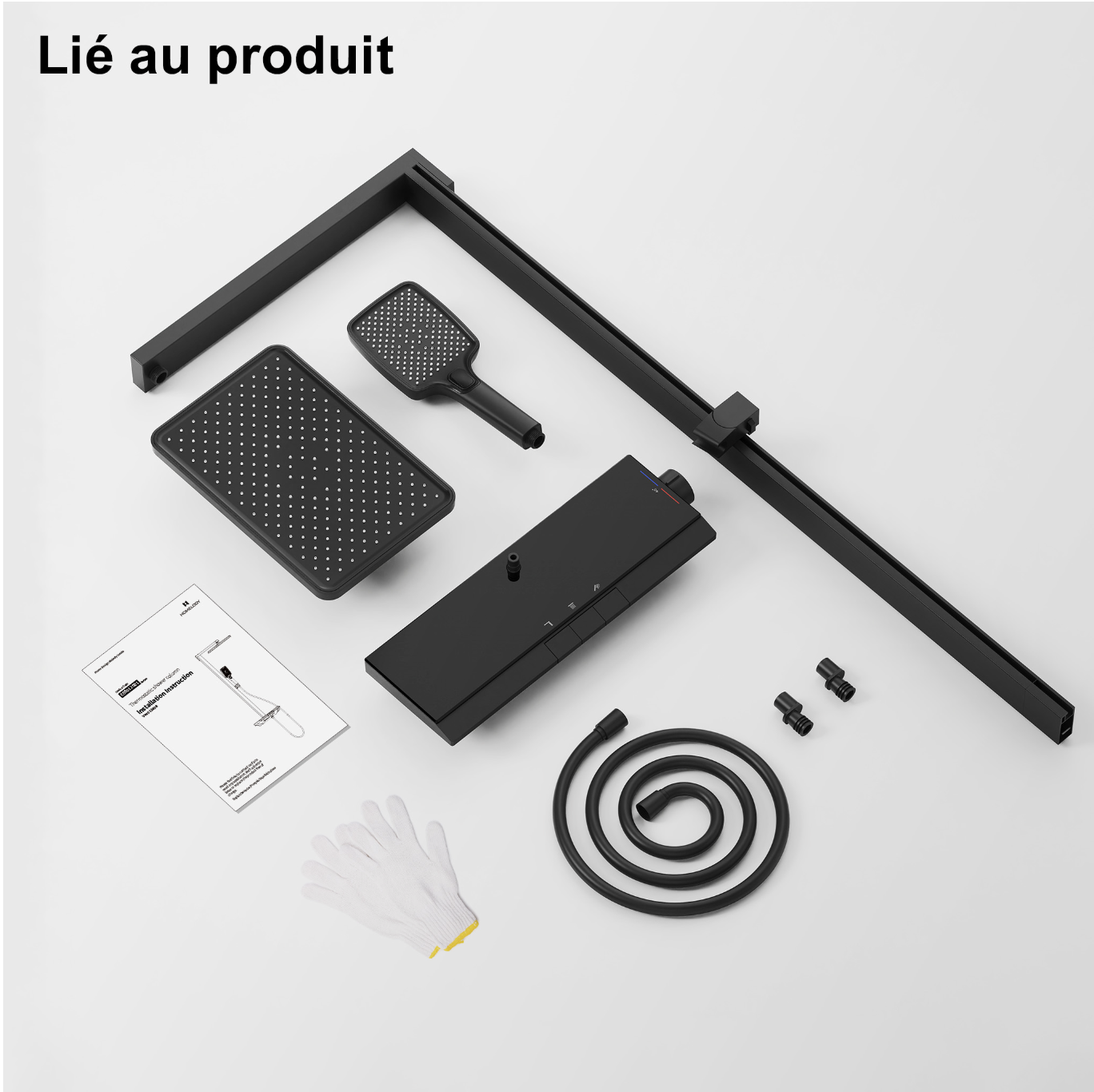 Colonne de Douche Thermostatique 40°C Noir miniature 6