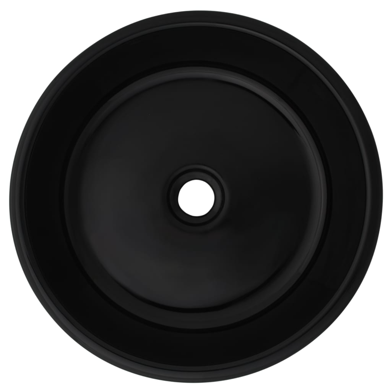 vidaXL Lavabo rond céramique noir 42x12 cm miniature 3