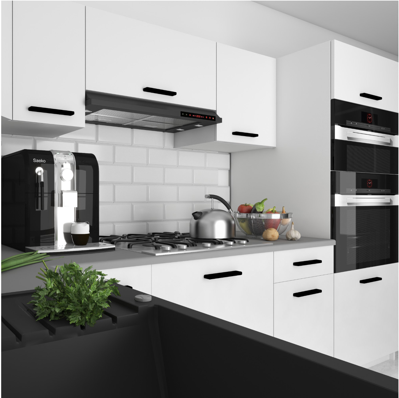 BELINI Cuisine Equipee Complete ITALIA 8 - 420 cm. Cuisine en L avec Plan de Travail, Blanc Mat miniature 2